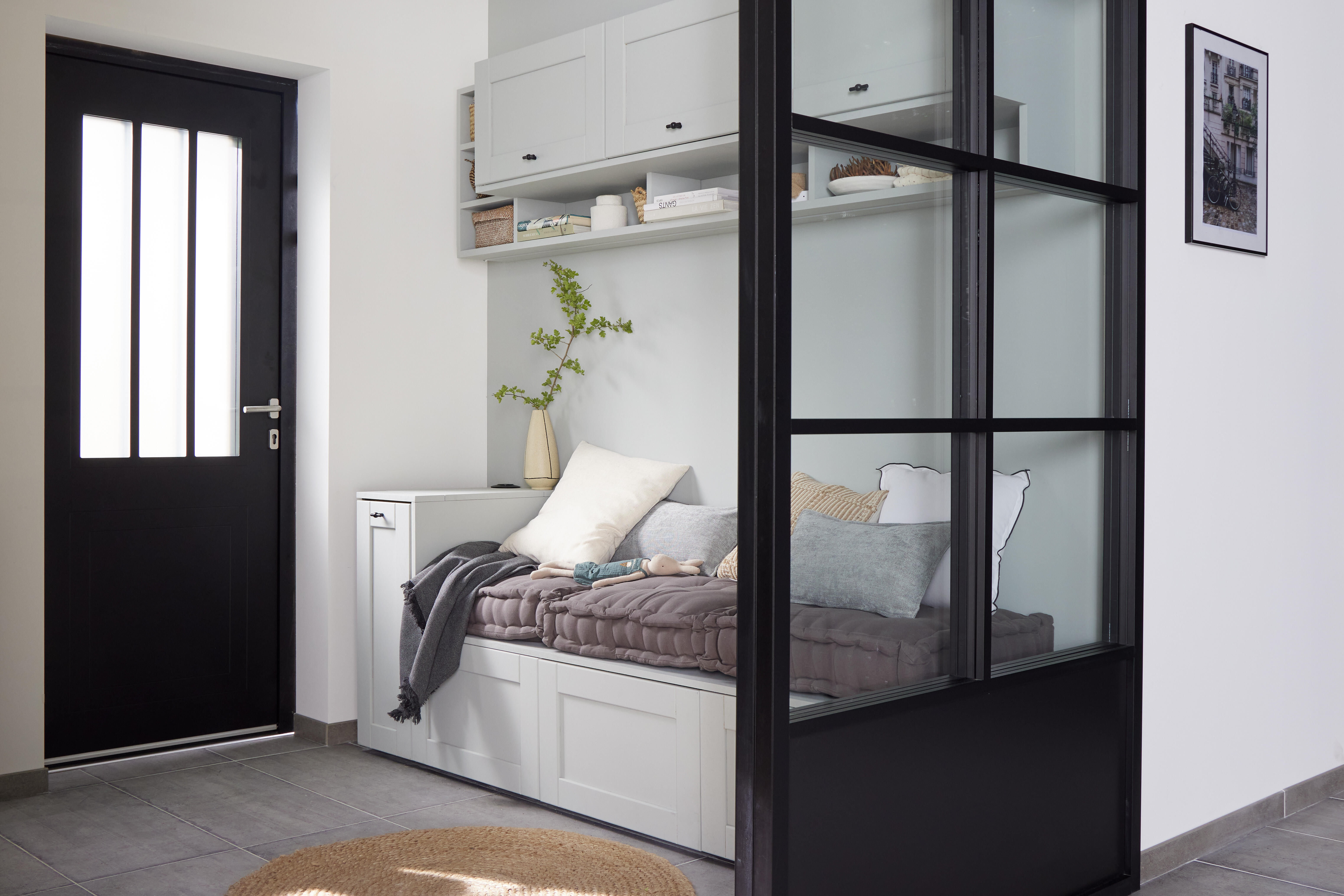 Porte coulissante atelier vitrée Monnet noir, H.260 x l.123 cm - 6
