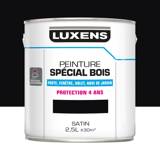 Peinture extérieure bois, Protection 4 ans LUXENS noir satiné 2.5l
