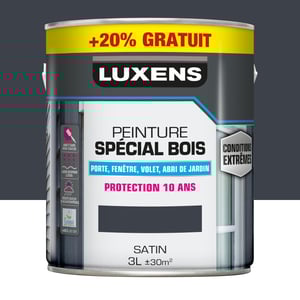 Peinture extérieure bois Conditions extrêmes LUXENS anthracite satiné  2.5L+20%