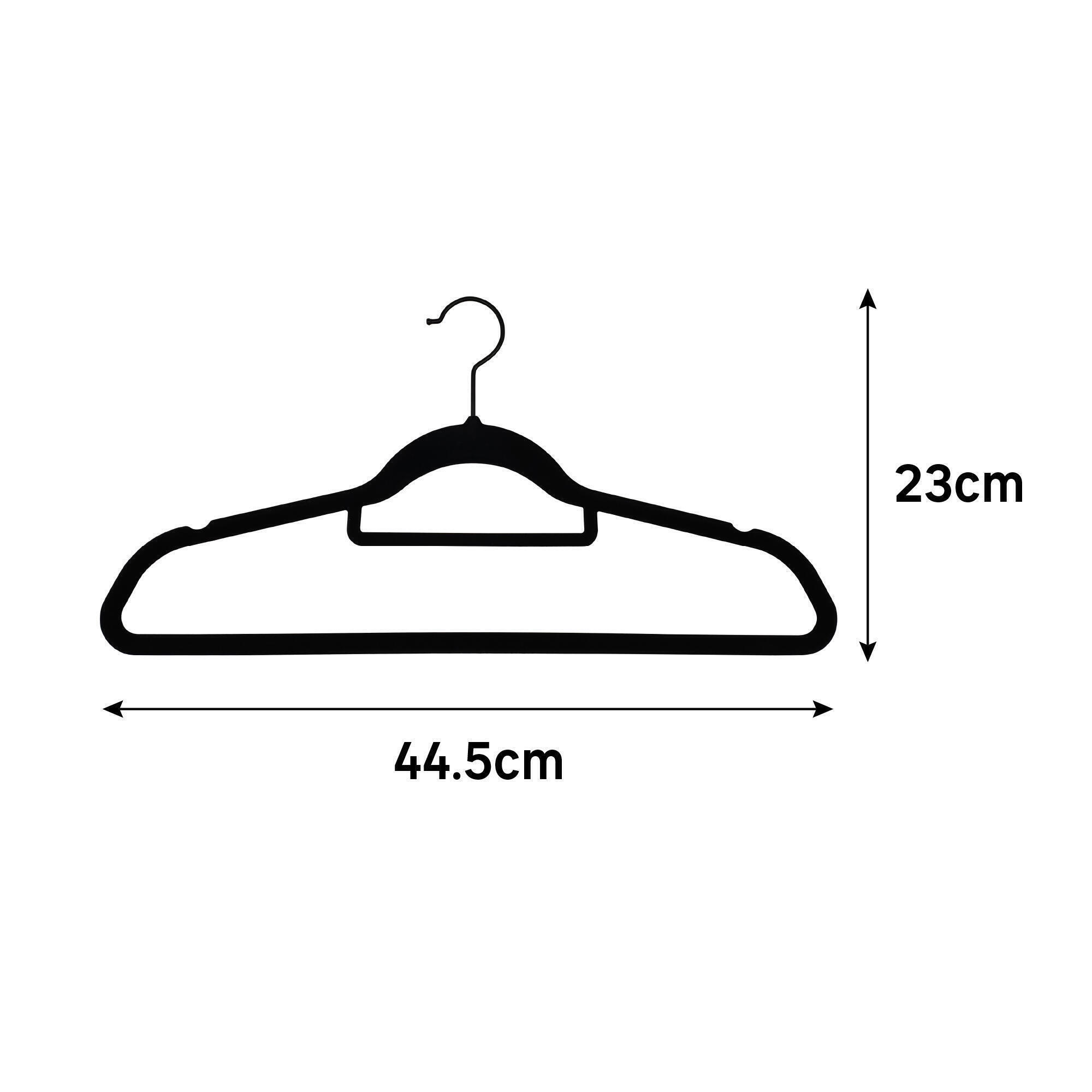 Lot de 4 cintres SPACEO plastique finition VELOURS noir, H.23 x l.45 x P.2.4 cm - 3