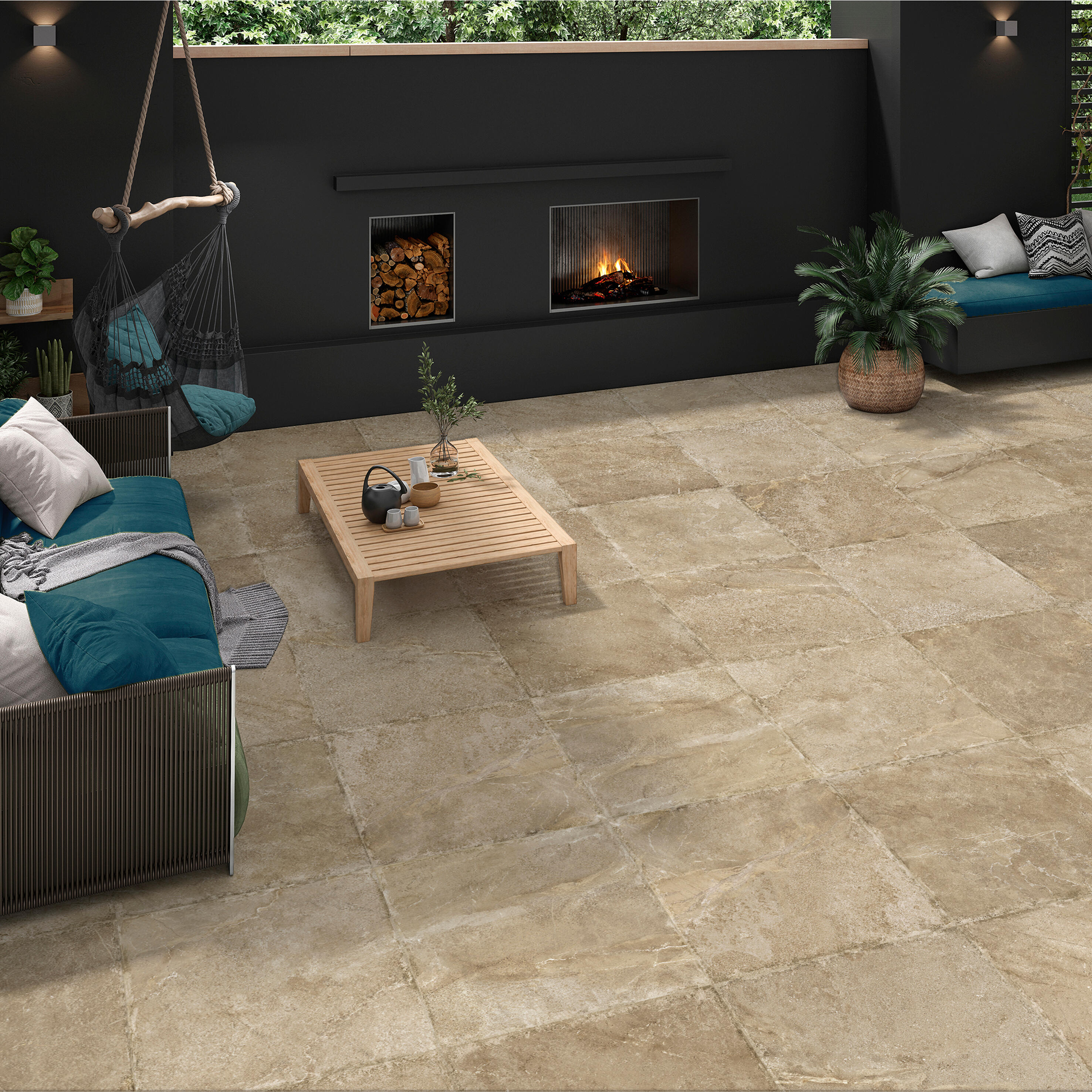 Carrelage sol extérieur effet pierre taupe Roots l.60 x L.60 cm - 2