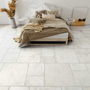 Carrelage sol intérieur / mur intérieur effet pierre blanc Monastère l.80.5 x L.