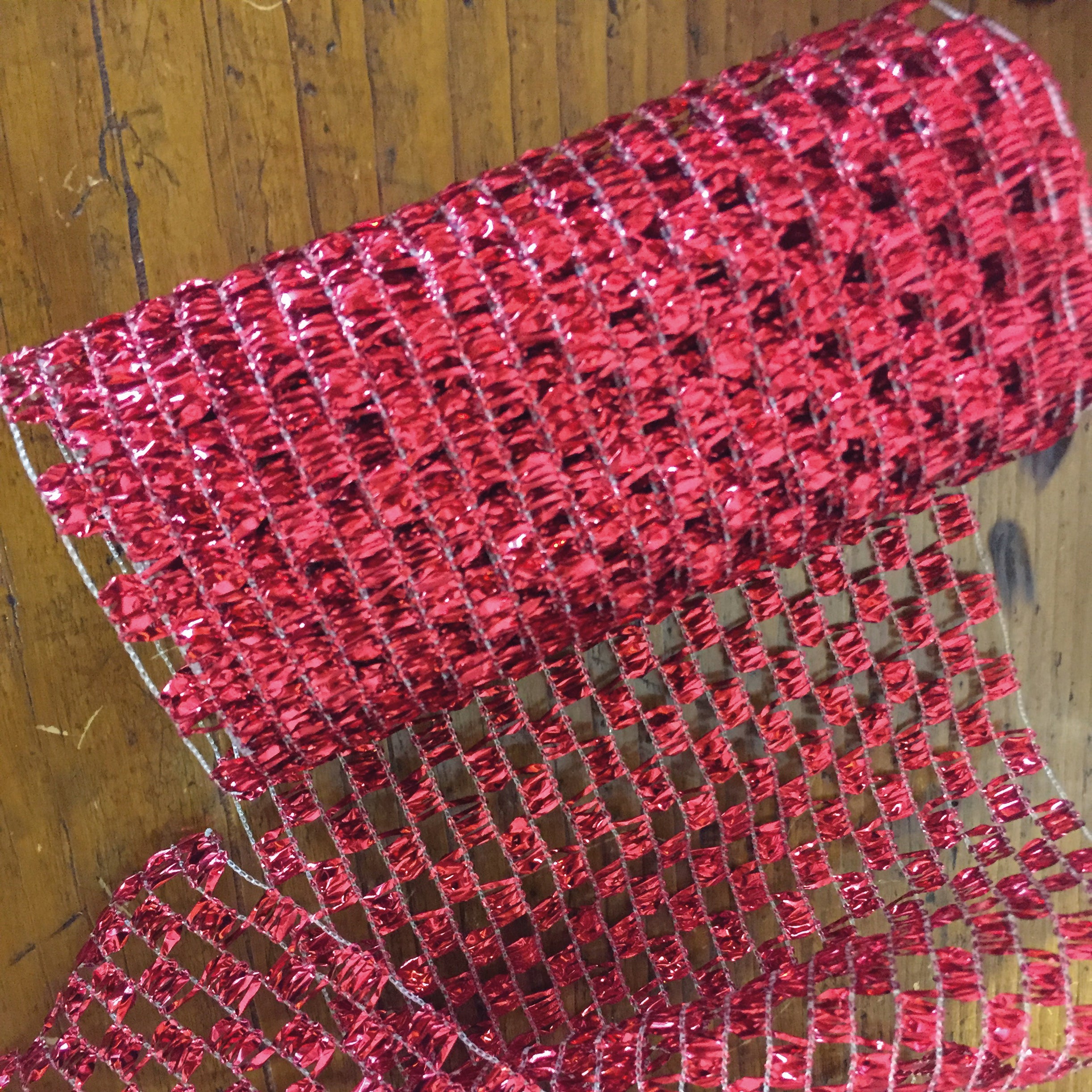 Tessuto natalizio rete rosso H 15 L 300 cm - 2