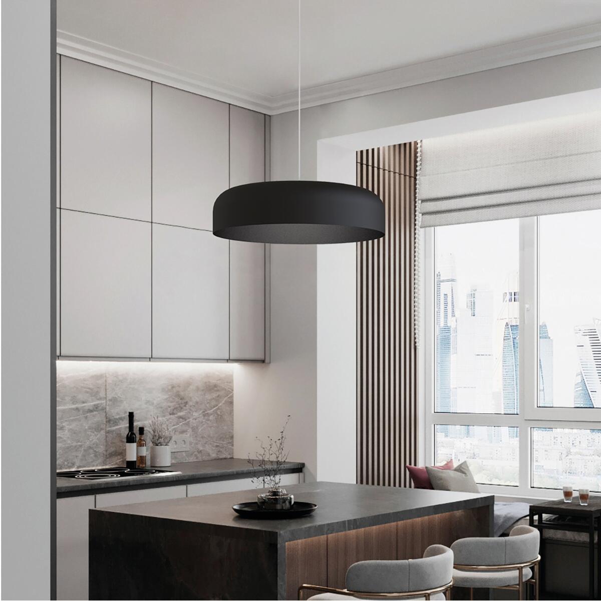 Lampadario Moderno Tuzzi nero paralume nero E27 Ø40cm LUMICOM - 2