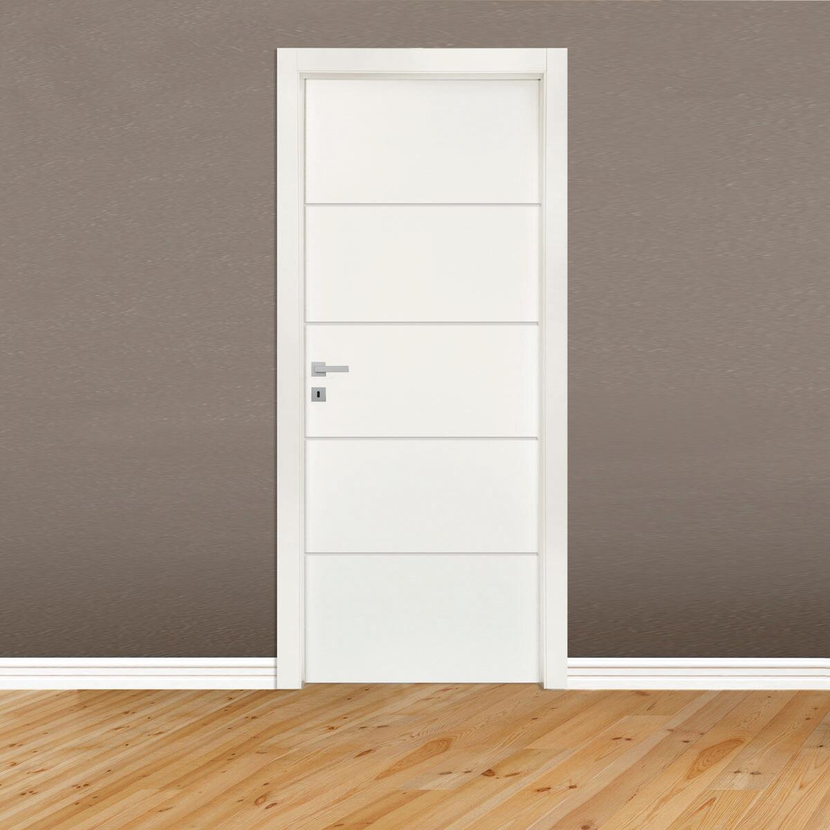 Porta interna a battente in MDF L 60 x H 210 cm, bianca, apertura reversibile FOURLINES - 2