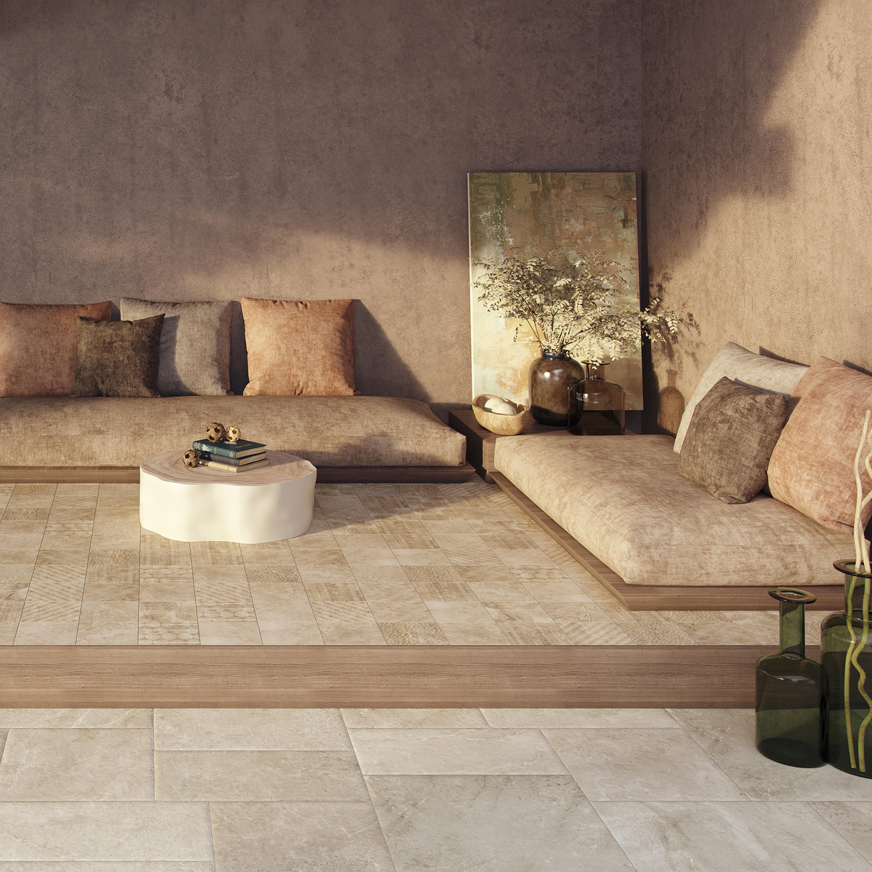 Carrelage sol extérieur effet pierre beige Roots l.60 x L.60 cm - 2