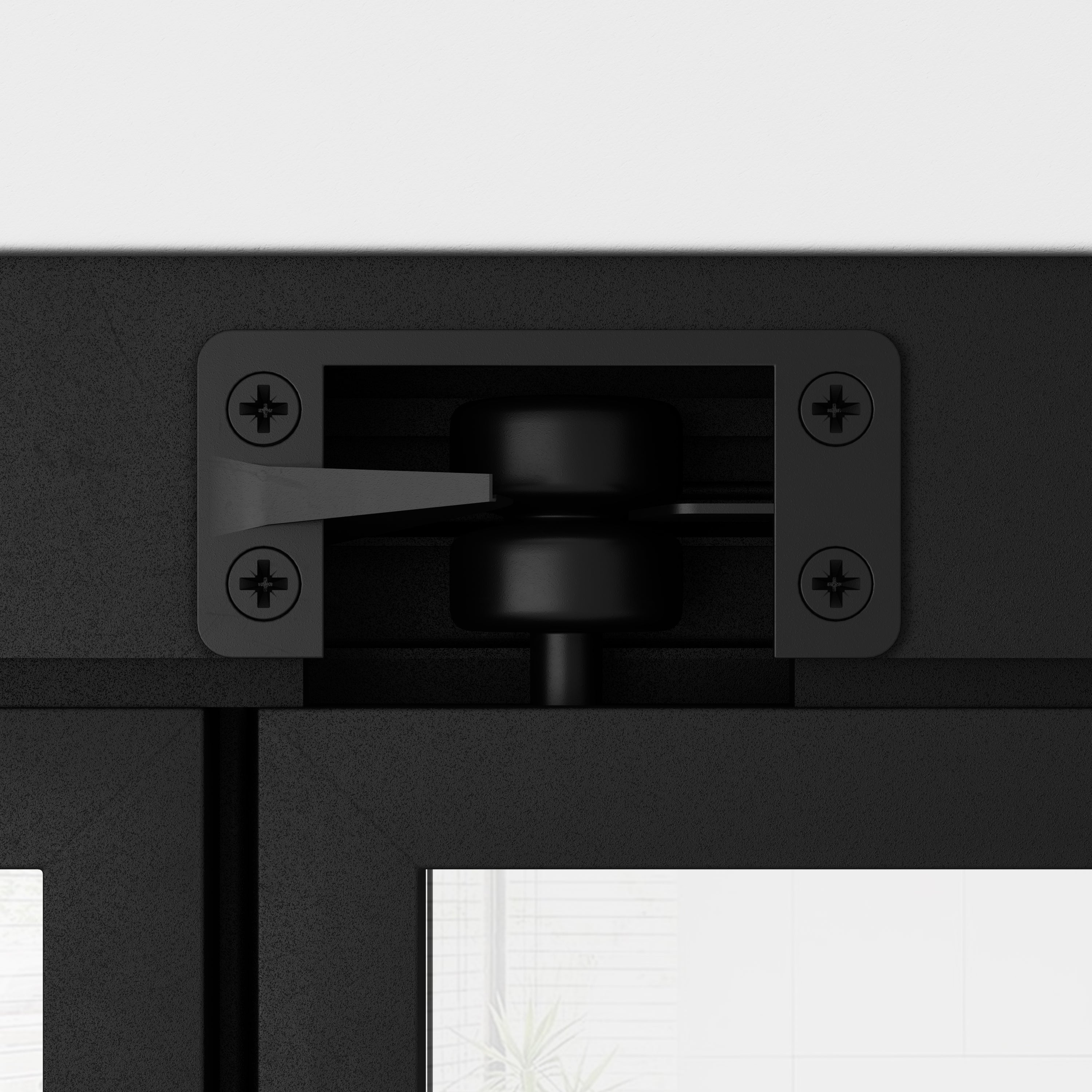 Verrière coulissant en aluminium noir sablé 4 carreaux, H.107.6 x l.122.6 cm - 10