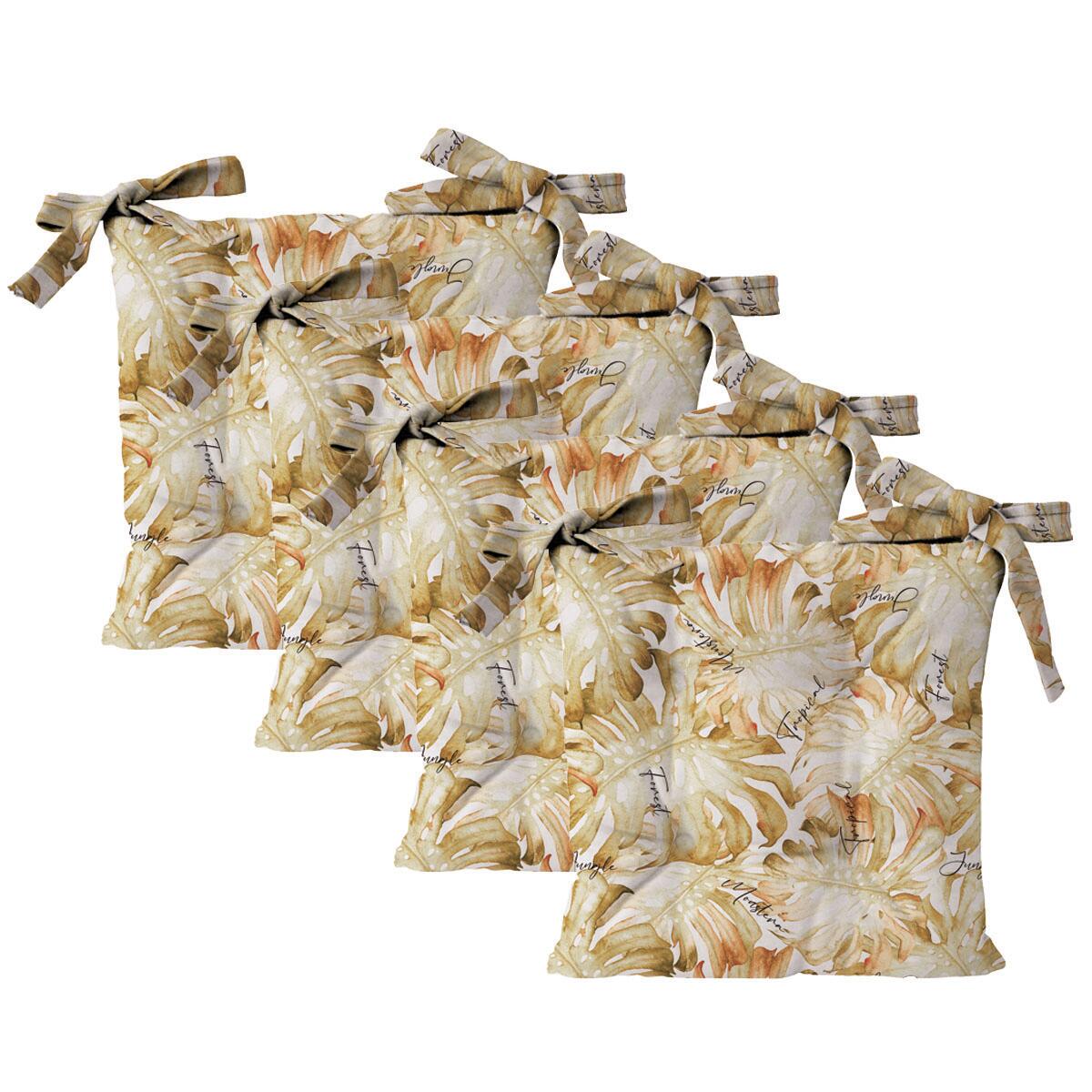 Baibu Set 4 Cuscini Sedie Metalliche Beige: Antiscivolo Con Lacci E Fodera Lavabile, Perfetti Per Cucina, Sala Da Pranzo E Ufficio - 4