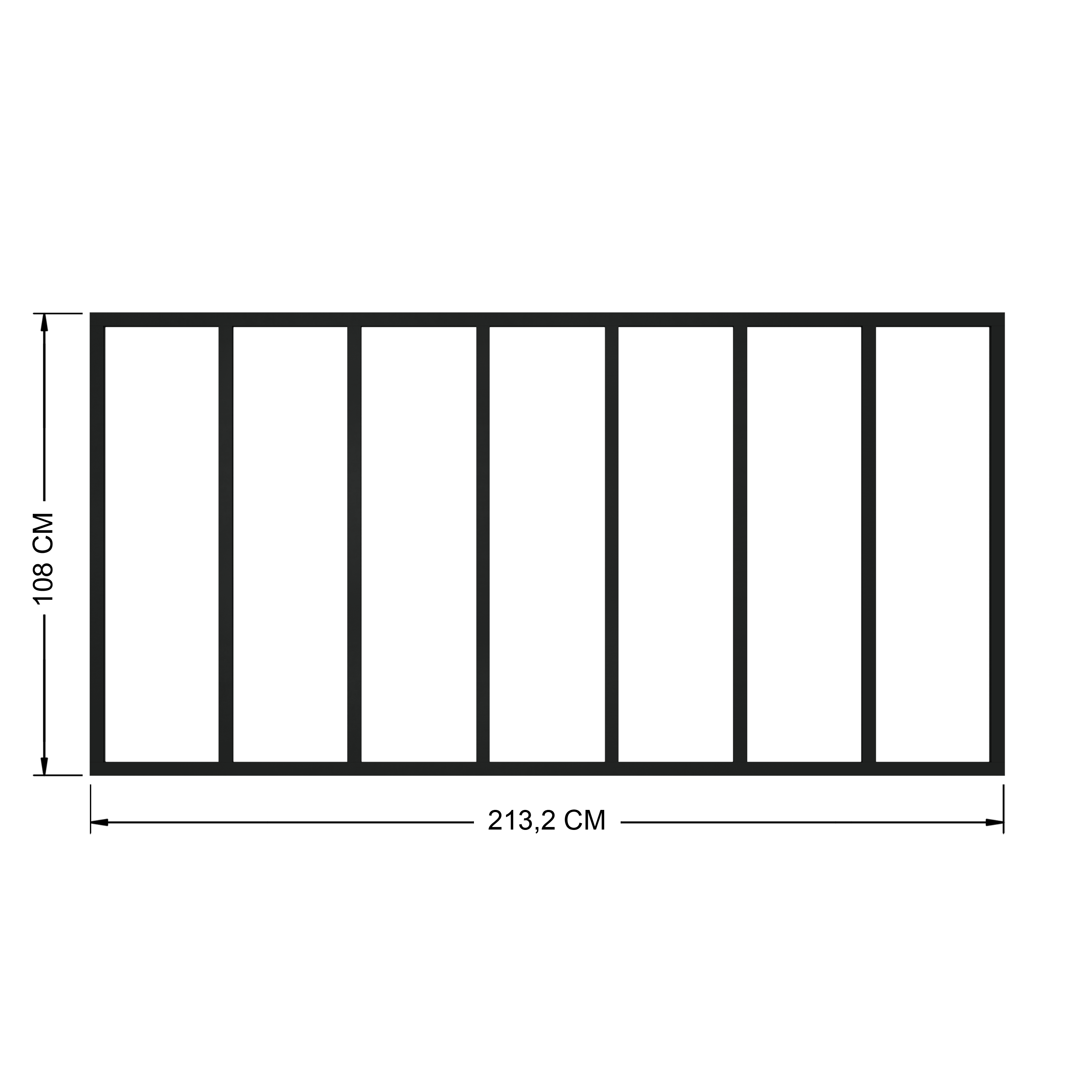 Verrière Atelier fixe en aluminium noir mat 7 carreaux, H.108 x l.213 cm - 4