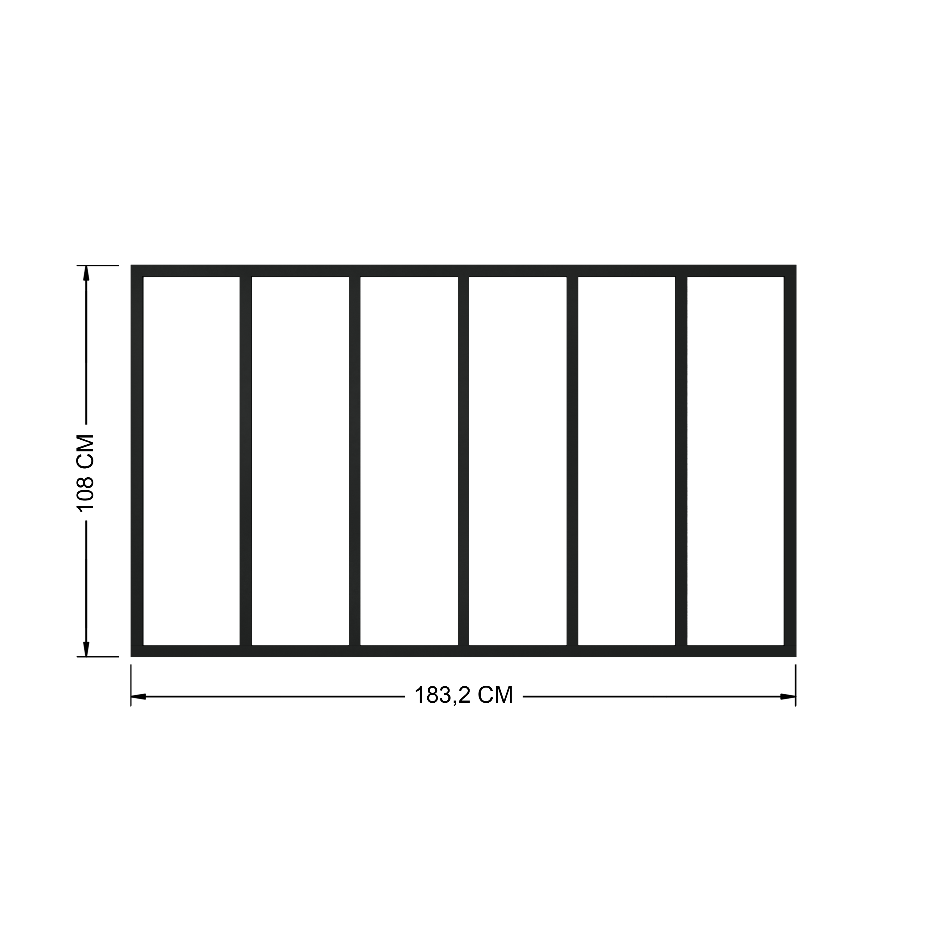 Verrière Atelier fixe en aluminium noir mat 6 carreaux, H.108 x l.183 cm - 4