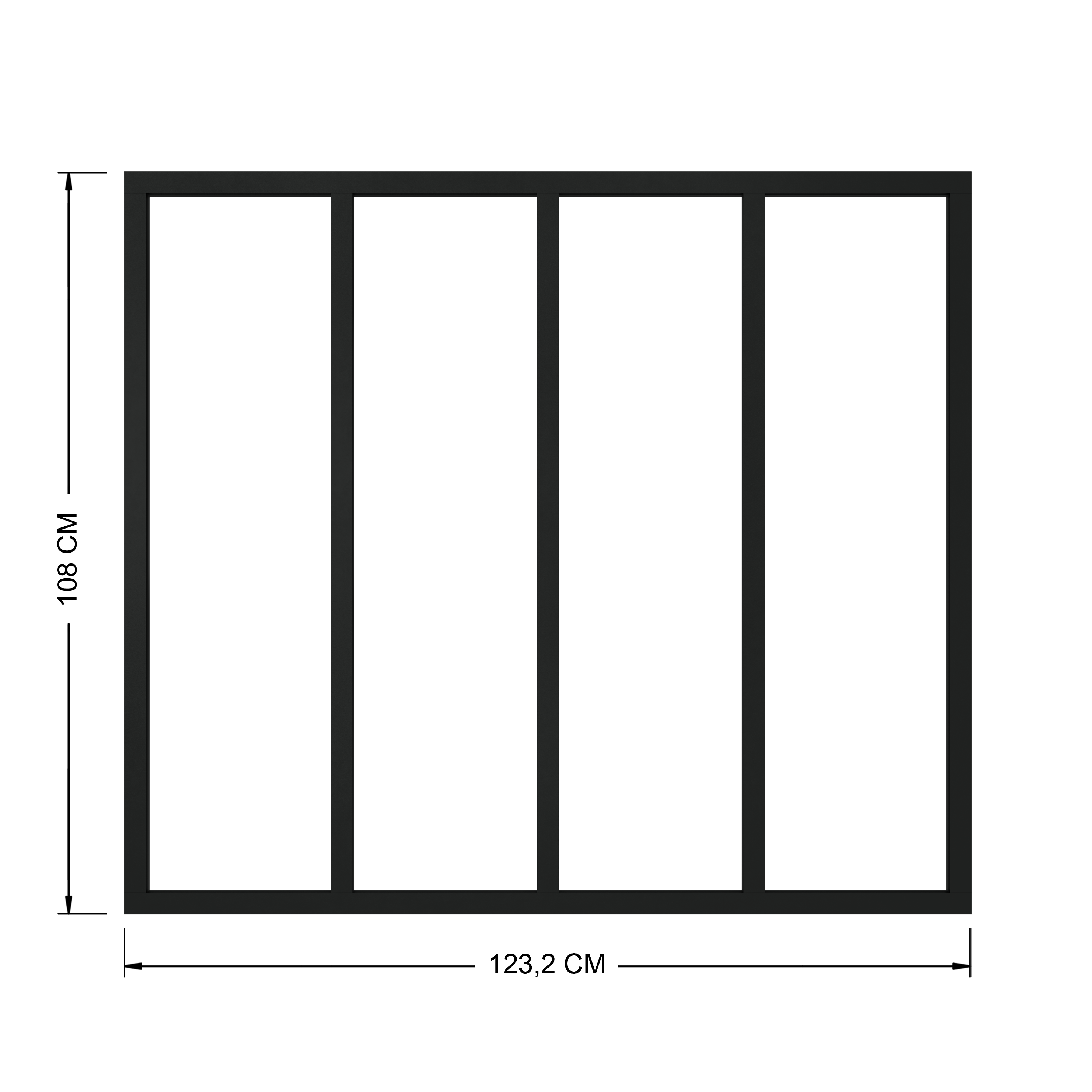 Verrière Atelier fixe en aluminium noir mat 4 carreaux, H.108 x l.123 cm - 3