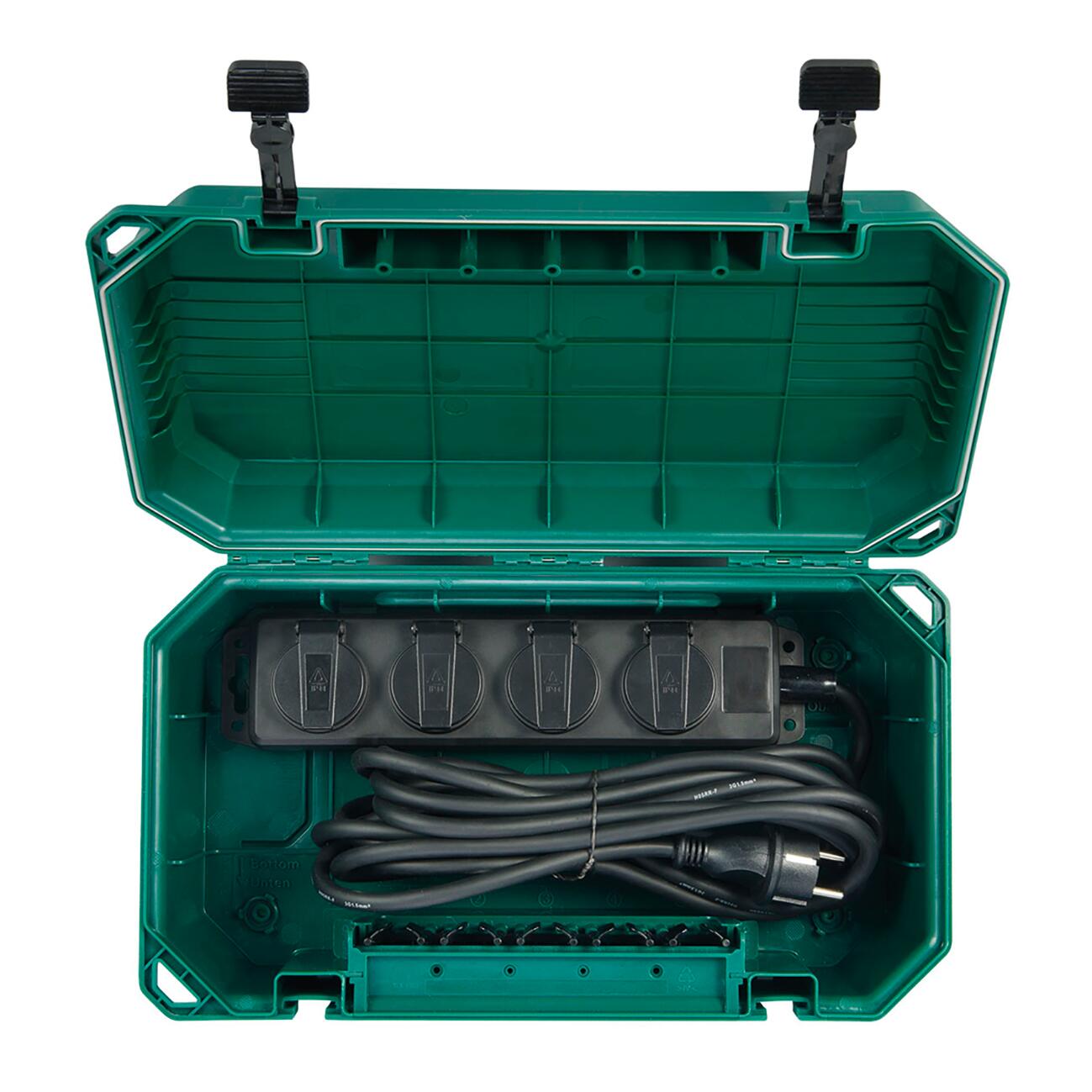 Electraline 62572 Multipresa Professionale Da Lavoro Per Outdoor Con Sistema Di Avvolgicavo 3 Prese Schuko Con Tappo Ip44 Cavo In Gomma 14 Metri H07rn F 3g15 Neroverde 3 Posti 59142159 - 9