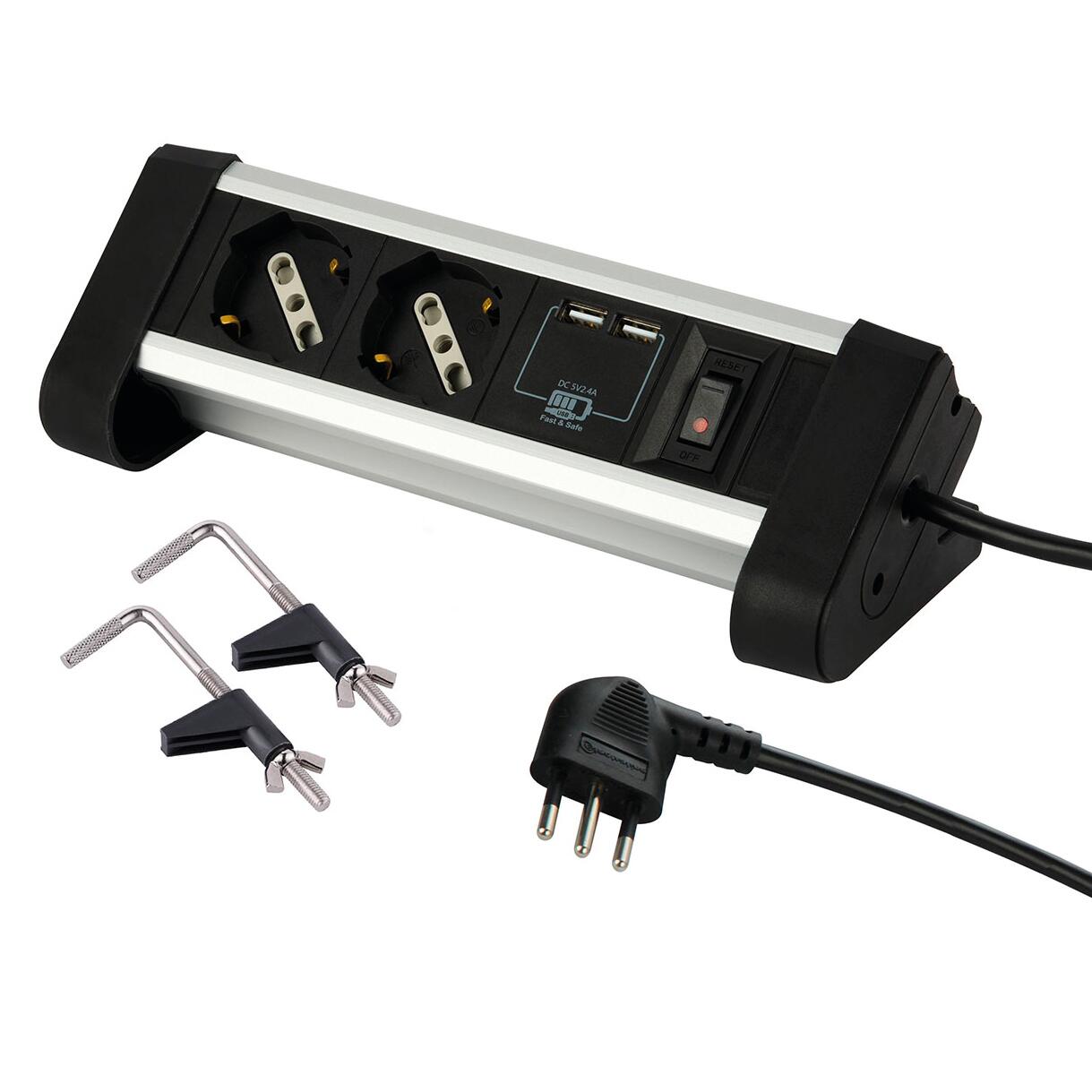 BEVA Multipresa con Scatola Porta Cavi, Ciabatta Elettrica Multipresa (3680W), con 3 USB-A e 1
