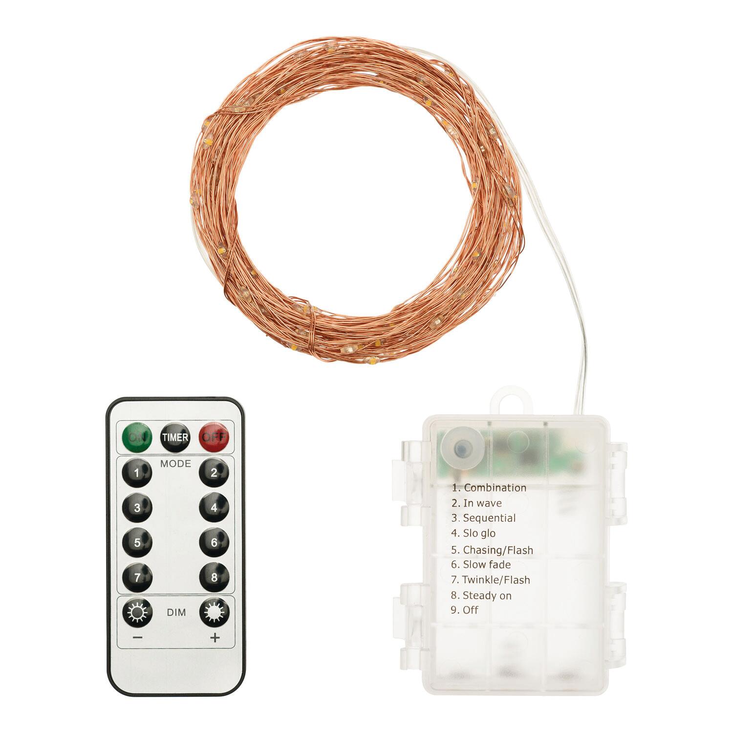 Catena luminosa per albero di Natale 100 luci LED bianche calde 10 m programmabile - 7