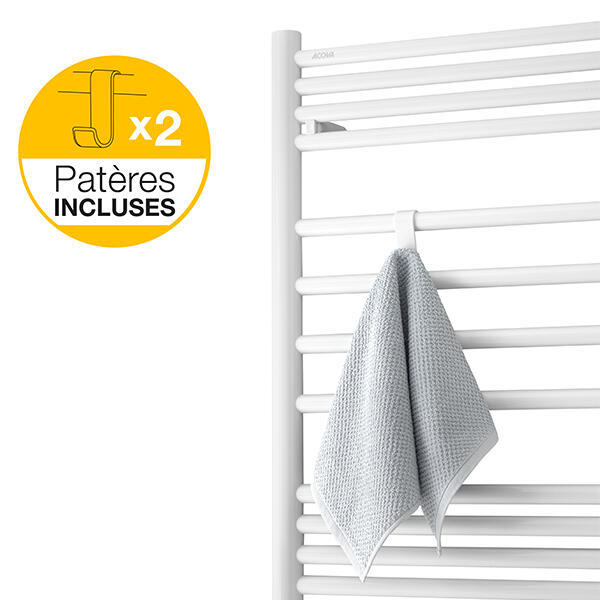 L'Angora a été conçu pour être avant tout pratique et améliorer votre confort au quotidien. 3 consoles de fixations incluses réglables en profondeur, il ne vous reste plus qu'à choisir les vis adaptées à votre support de fixations. Son design ainsi que ses tubes ronds et fins vous offre une grande capacité d'étendage. Enfin, vous y trouverez 2 patères incluses afin d'y accrocher facilement serviettes et et peignoirs. - 6