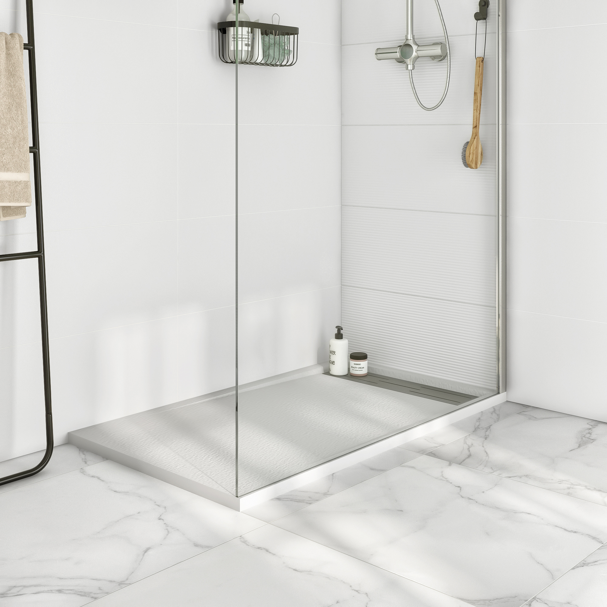 Base de duche NEO 90X140CM GRELHA METAL BRANCO MATE - 3