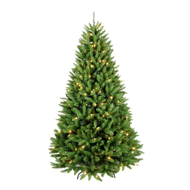 Albero di Natale artificiale Highland illuminato verde H 210 cm x ø 128 cm