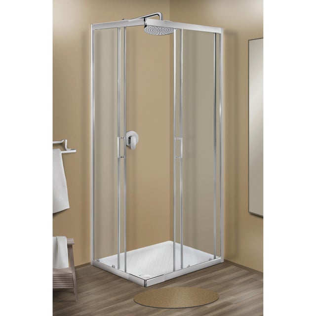 Box doccia angolare con porta scorrevole, vetro 6 mm, L 88-100 cm x L 68-80 cm, H 190 cm, cromo Maien