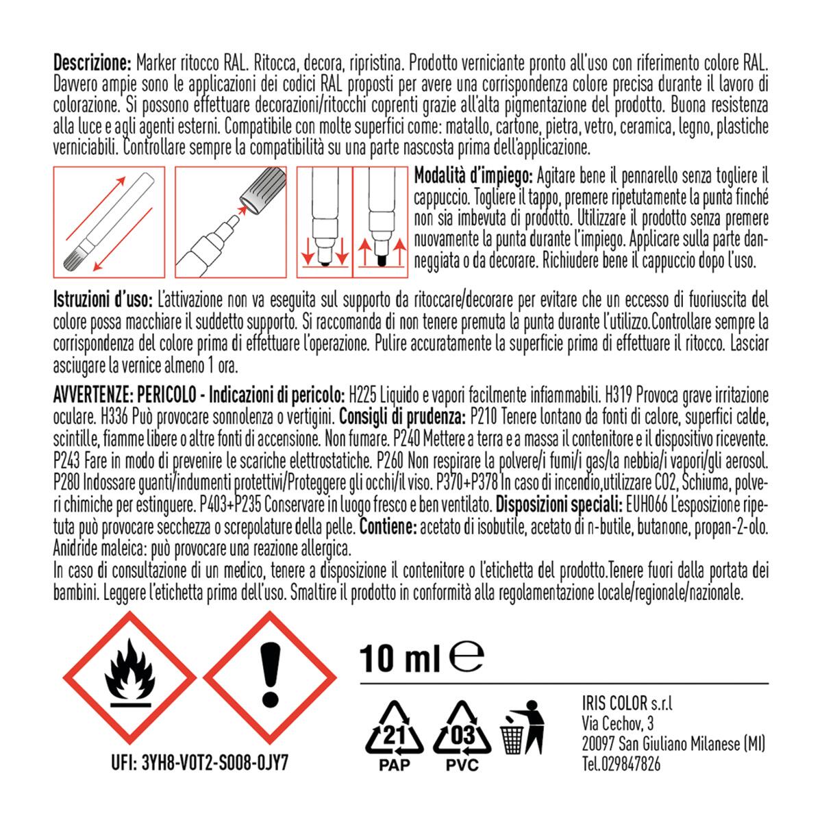 Pennarello ritocchi 10 ml nero opaco ral 9005 - 2
