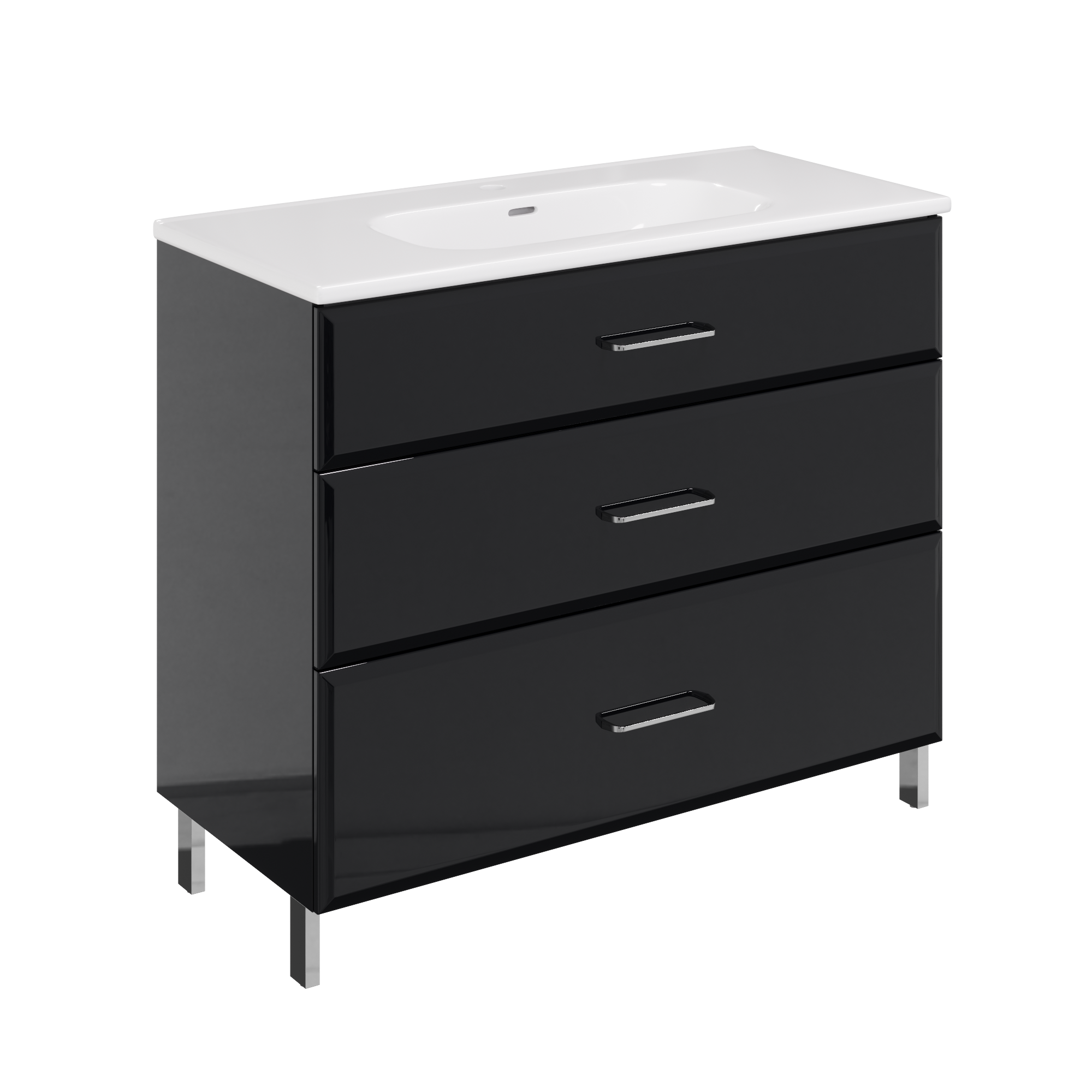 Meuble double vasque l.119.9 x H.84 x P.45.2 cm, noir, Opale - 4