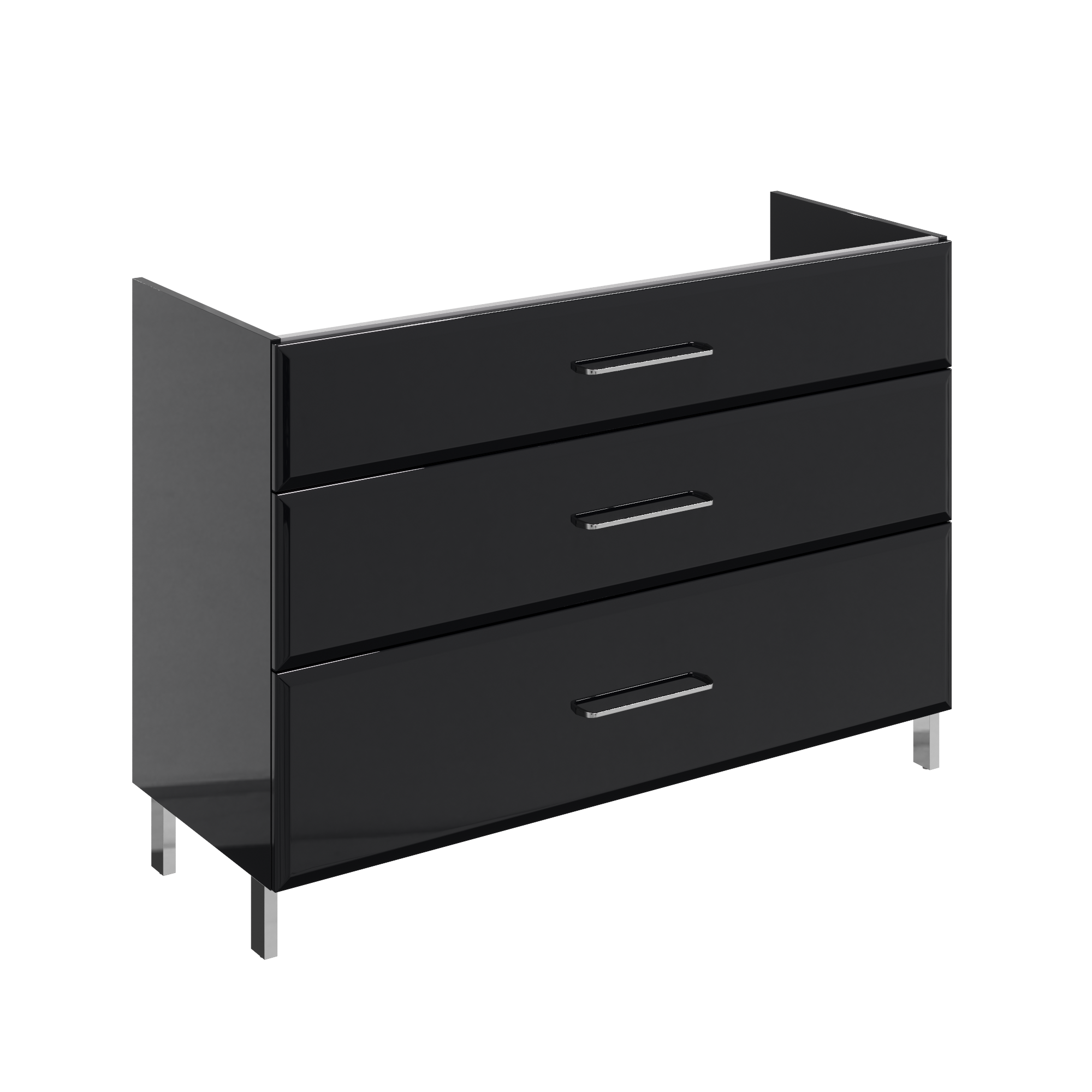 Meuble double vasque l.119.9 x H.84 x P.45.2 cm, noir, Opale - 2