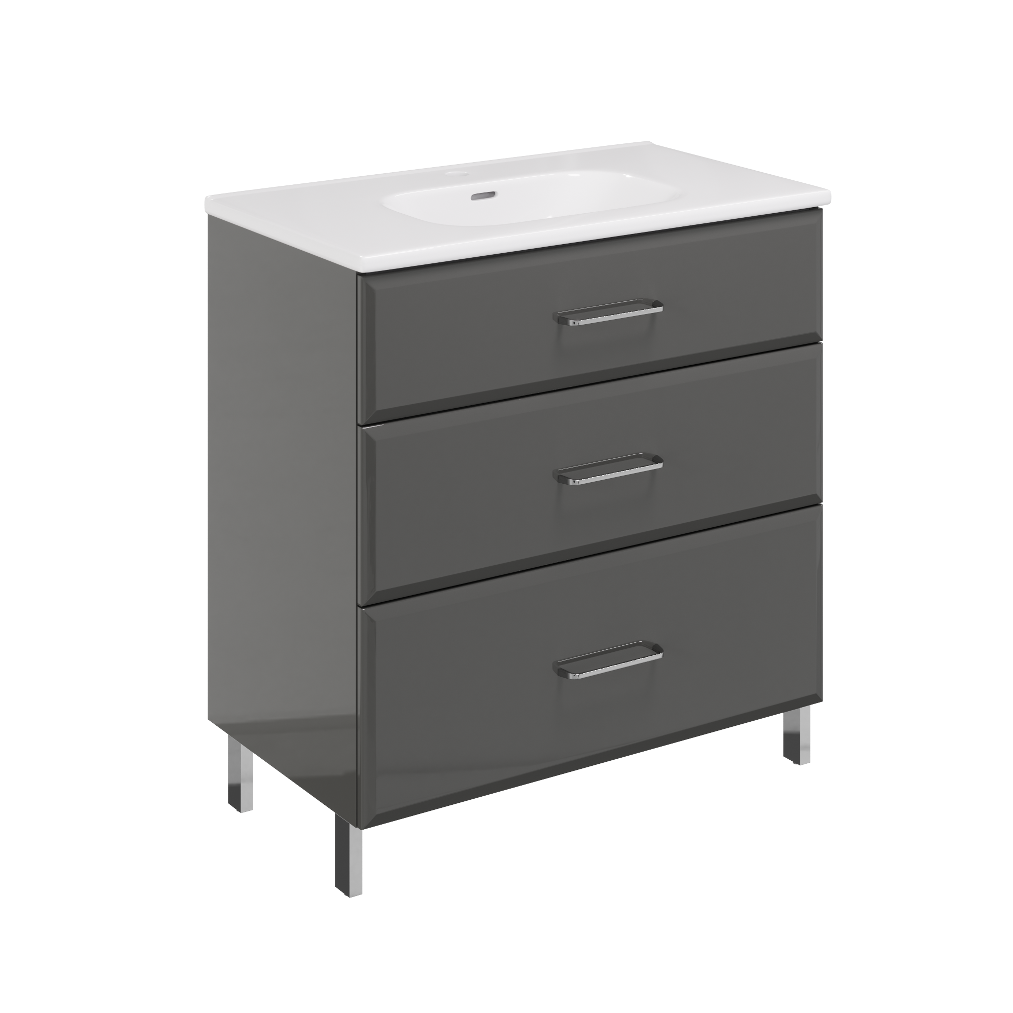 Meuble simple vasque l.79.5 x H.84 x P.45.2 cm, gris, Opale - 2