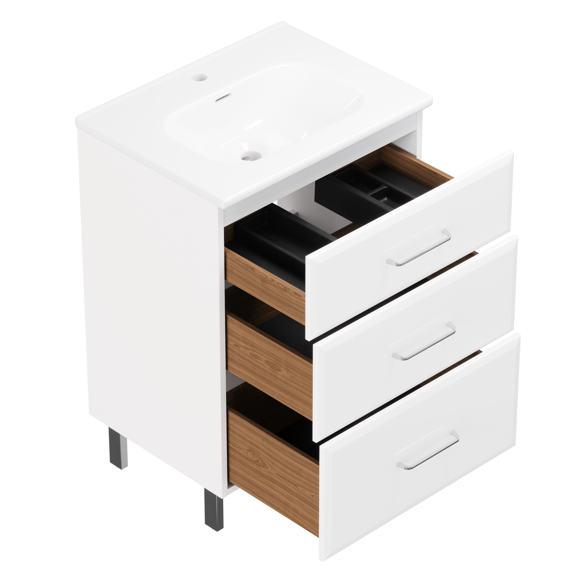 Mueble de baño con lavabo opale2 blanco brillante 60x45 cm
