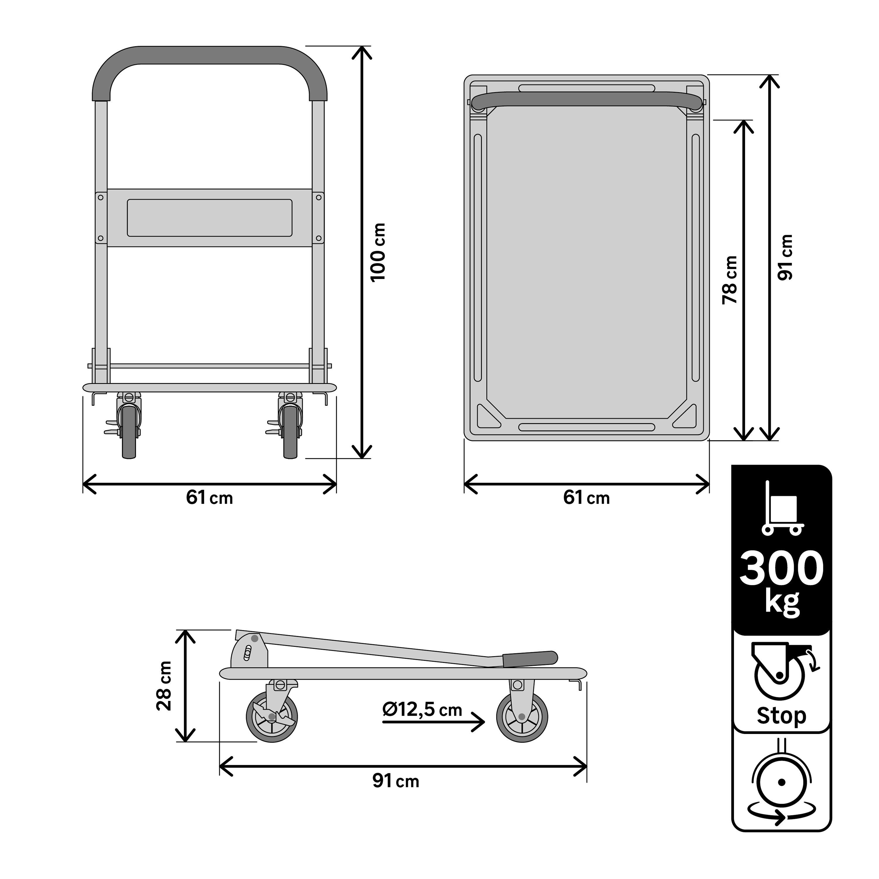 Chariot pliable STANDERS, charge garantie 300 kg - 9