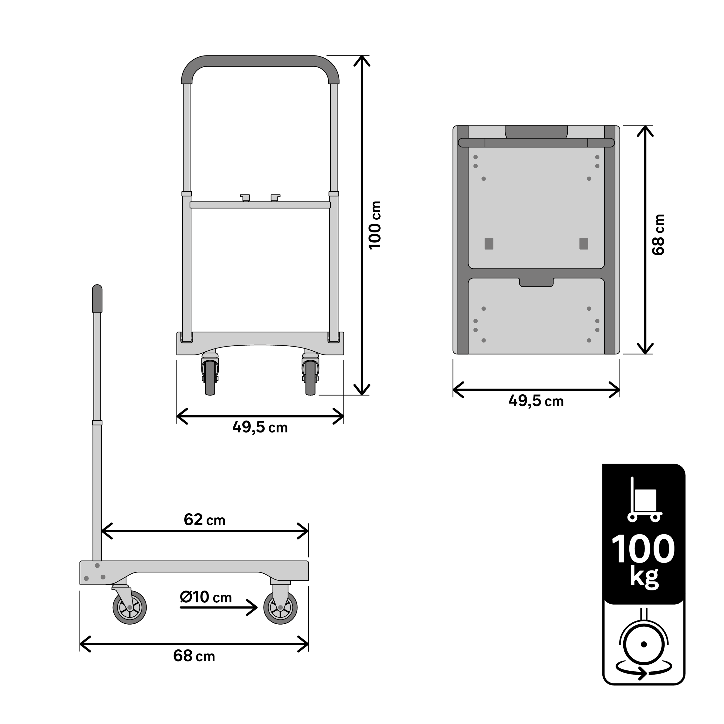 Carro transporte plataforma STANDERS DOBR 100KG - 8