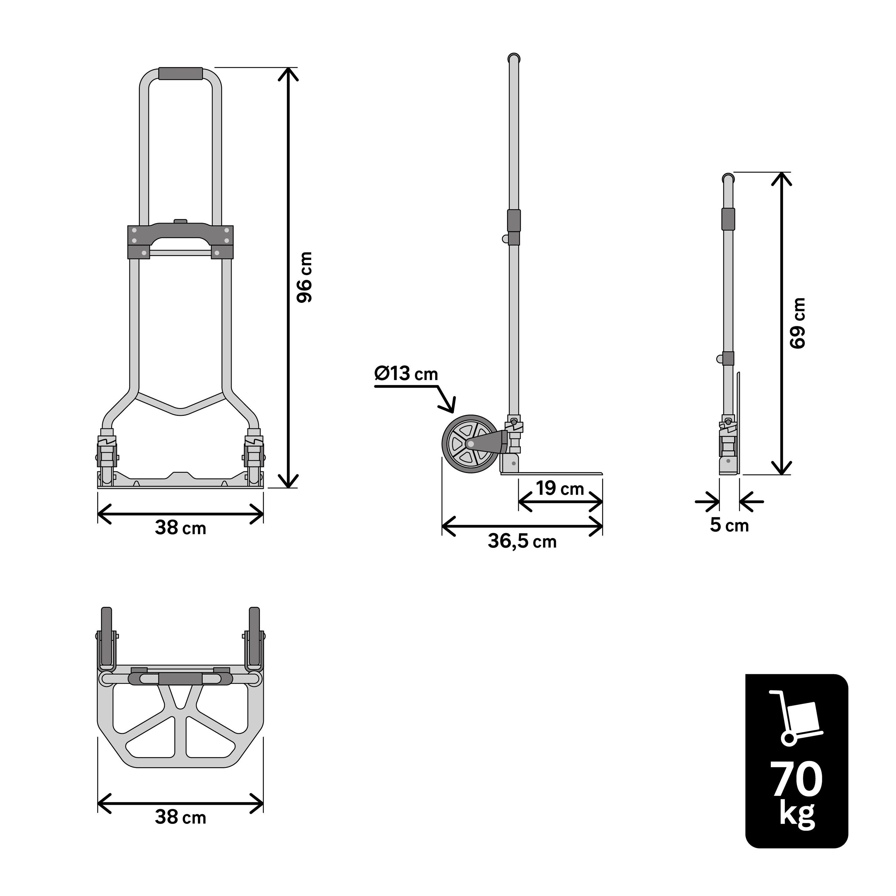Carro transporte dobrável STANDERS 70KG ACO - 6