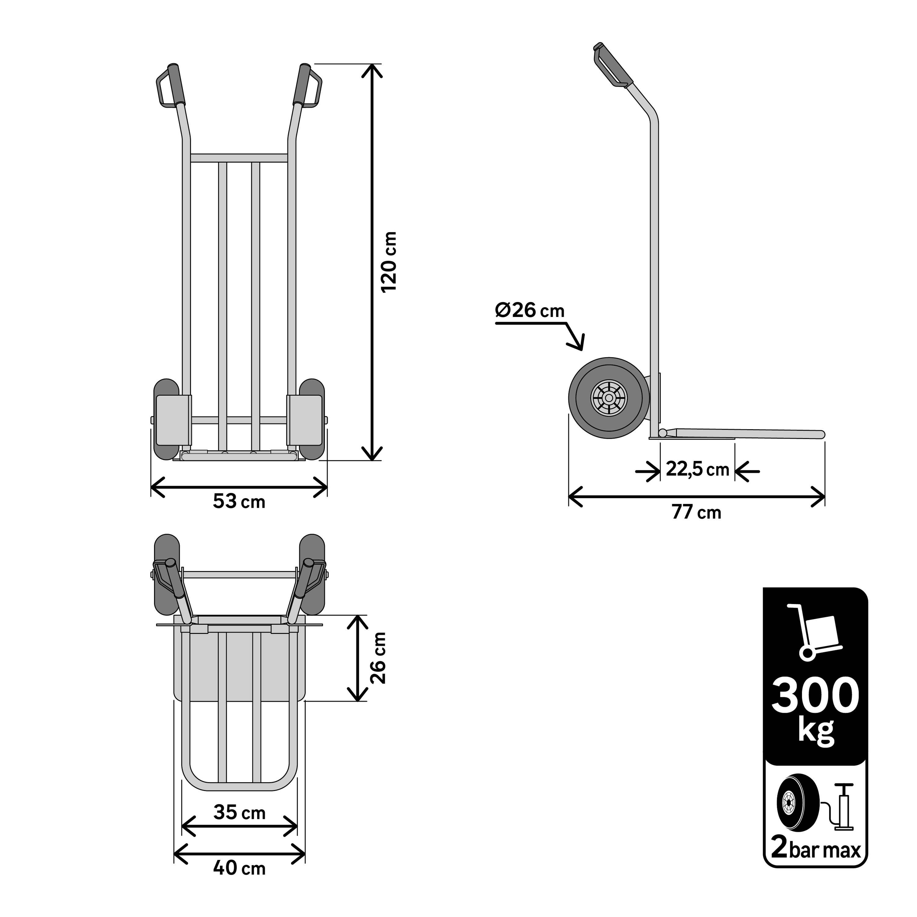 Diable rigide STANDERS, charge garantie 300 kg - 6
