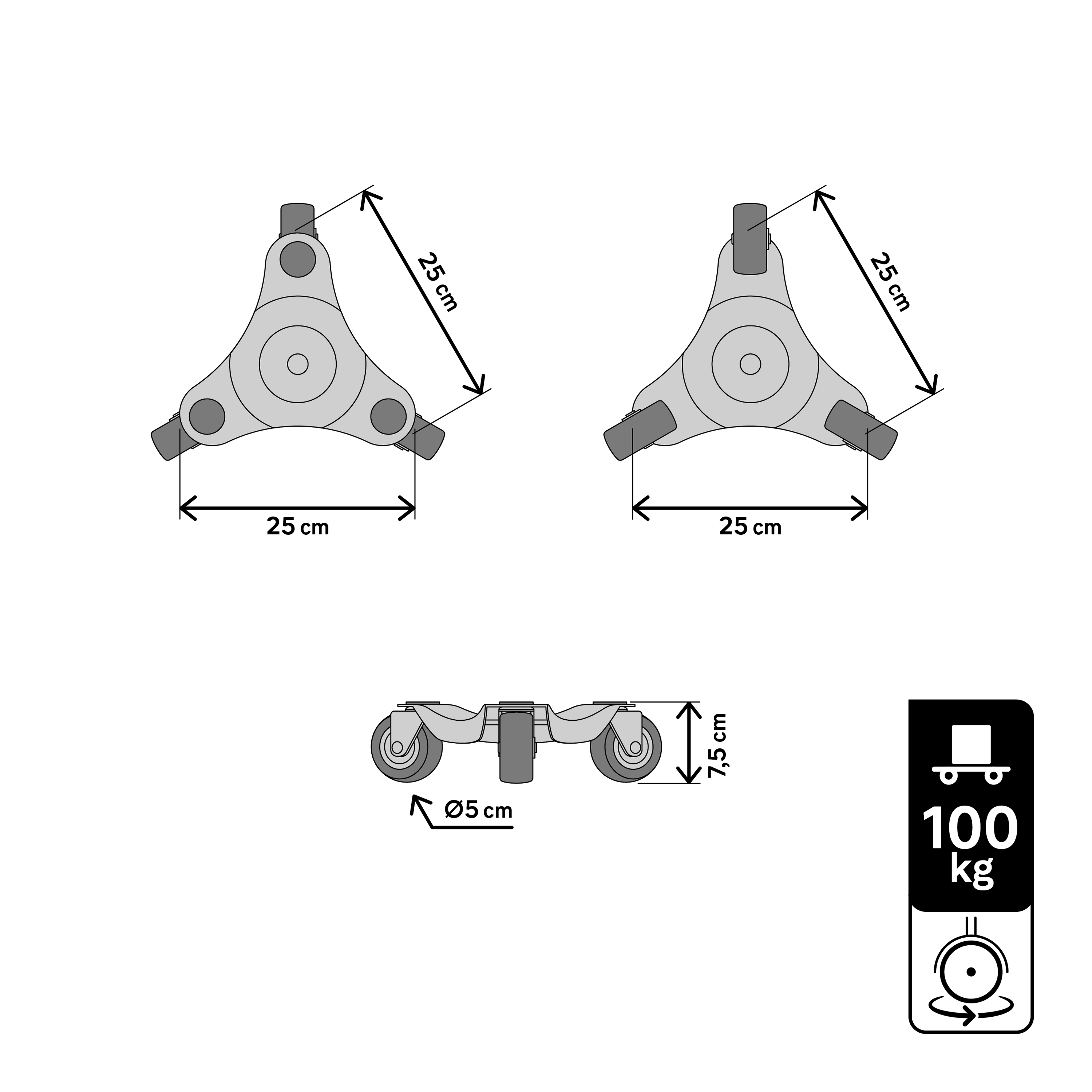 Plateau roulant acier, charge supportée 100 kg STANDERS - 6