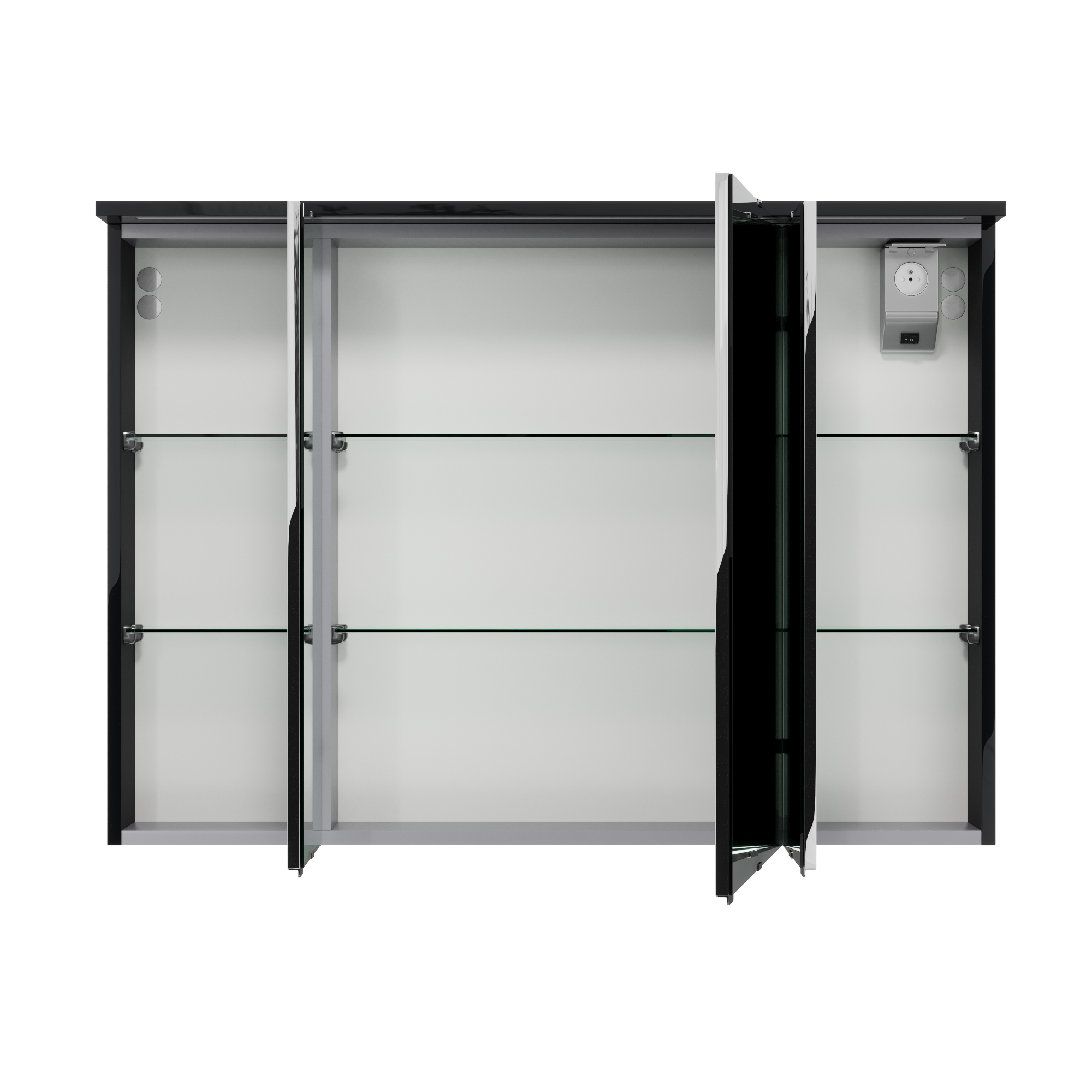 Armoire led 3p de toilette lumineuse l. 100 cm l. 100 cm H. 70 cm P. 15 cm, noir - 3