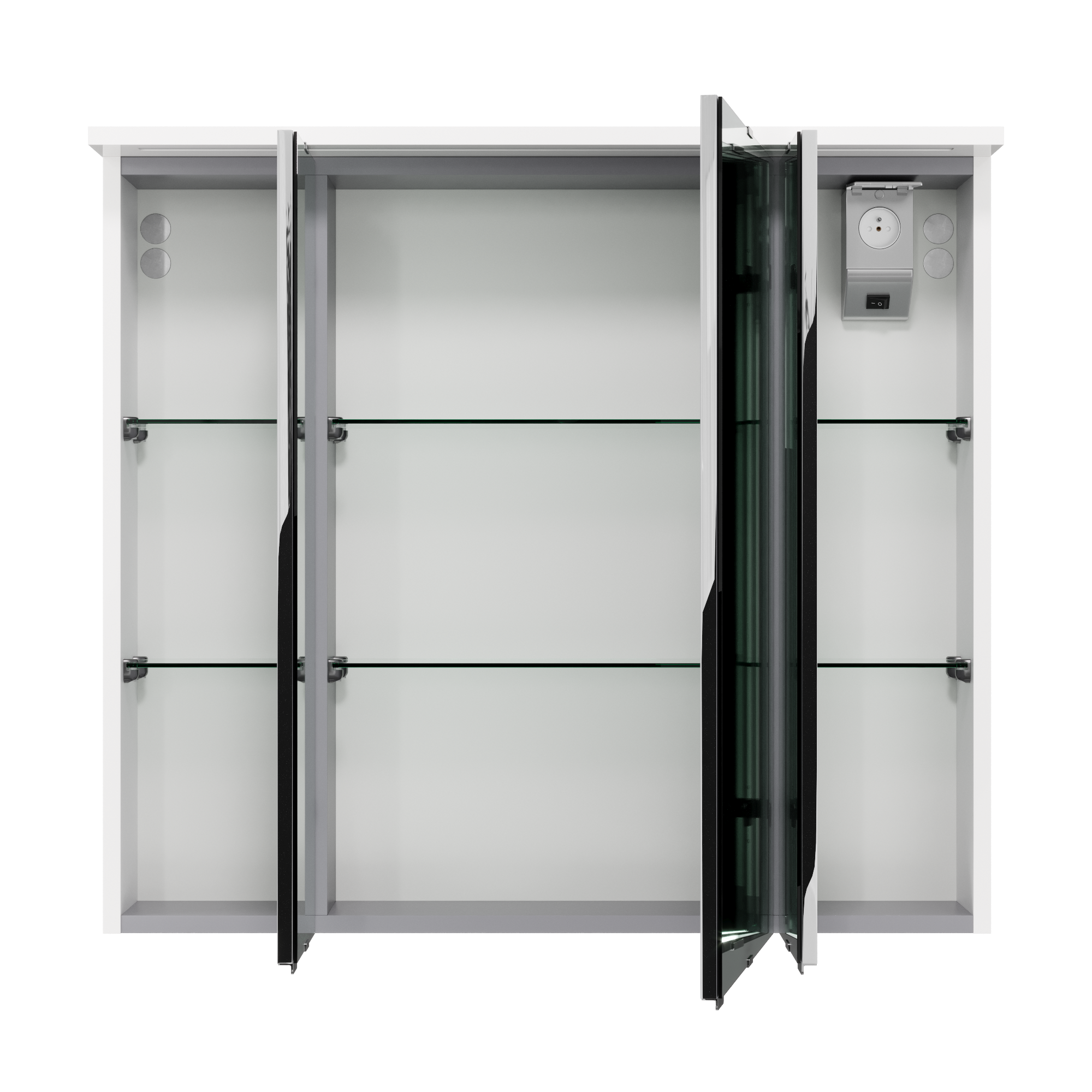 Armoire led 3p de toilette lumineuse l. 80 cm l. 80 cm H. 70 cm P. 15 cm, blanc  - 2