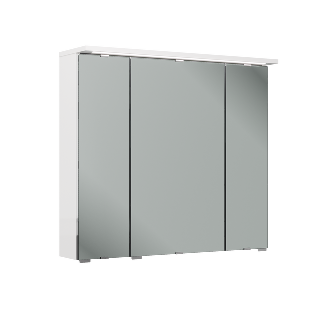 Armoire led 3p de toilette lumineuse l. 80 cm l. 80 cm H. 70 cm P. 15 cm, blanc 