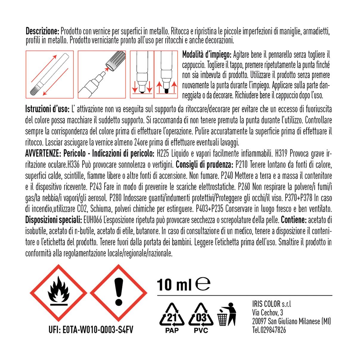 Pennarello ritocchi 10 ml argento satinato - 5