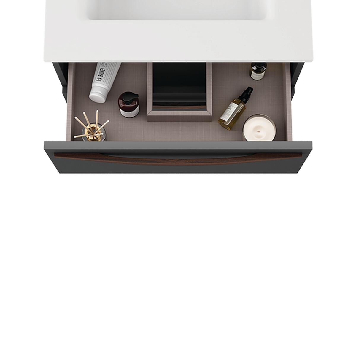Mobile da bagno sospeso sotto lavabo L 59.5 x H 55 x P 45 cm grigio laccato opaco, 2 cassetti VISOBATH Arco - 5
