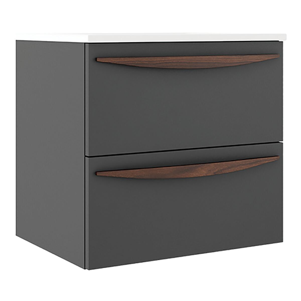 Mobile da bagno sospeso sotto lavabo L 59.5 x H 55 x P 45 cm grigio laccato opaco, 2 cassetti VISOBATH Arco - 3