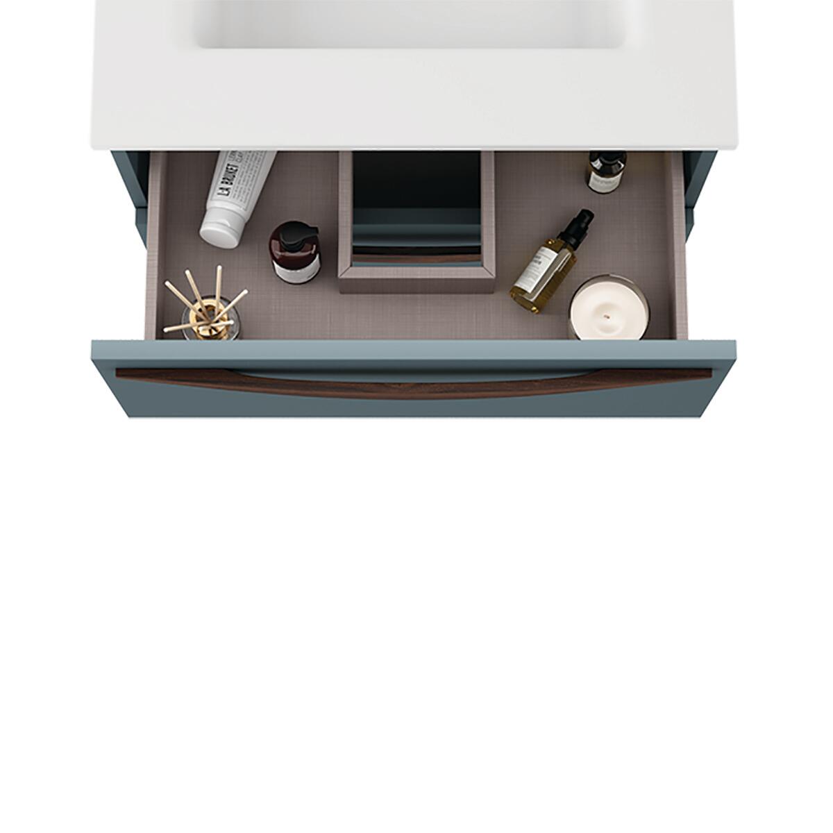 Mobile da bagno sospeso sotto lavabo L 60 x H 55 x P 45 cm blu atollo laccato opaco, 2 cassetti VISOBATH Arco - 5