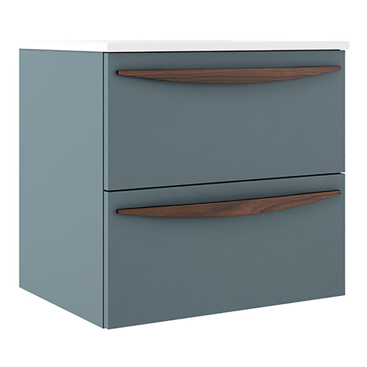 Mobile da bagno sospeso sotto lavabo L 60 x H 55 x P 45 cm blu atollo laccato opaco, 2 cassetti VISOBATH Arco - 3