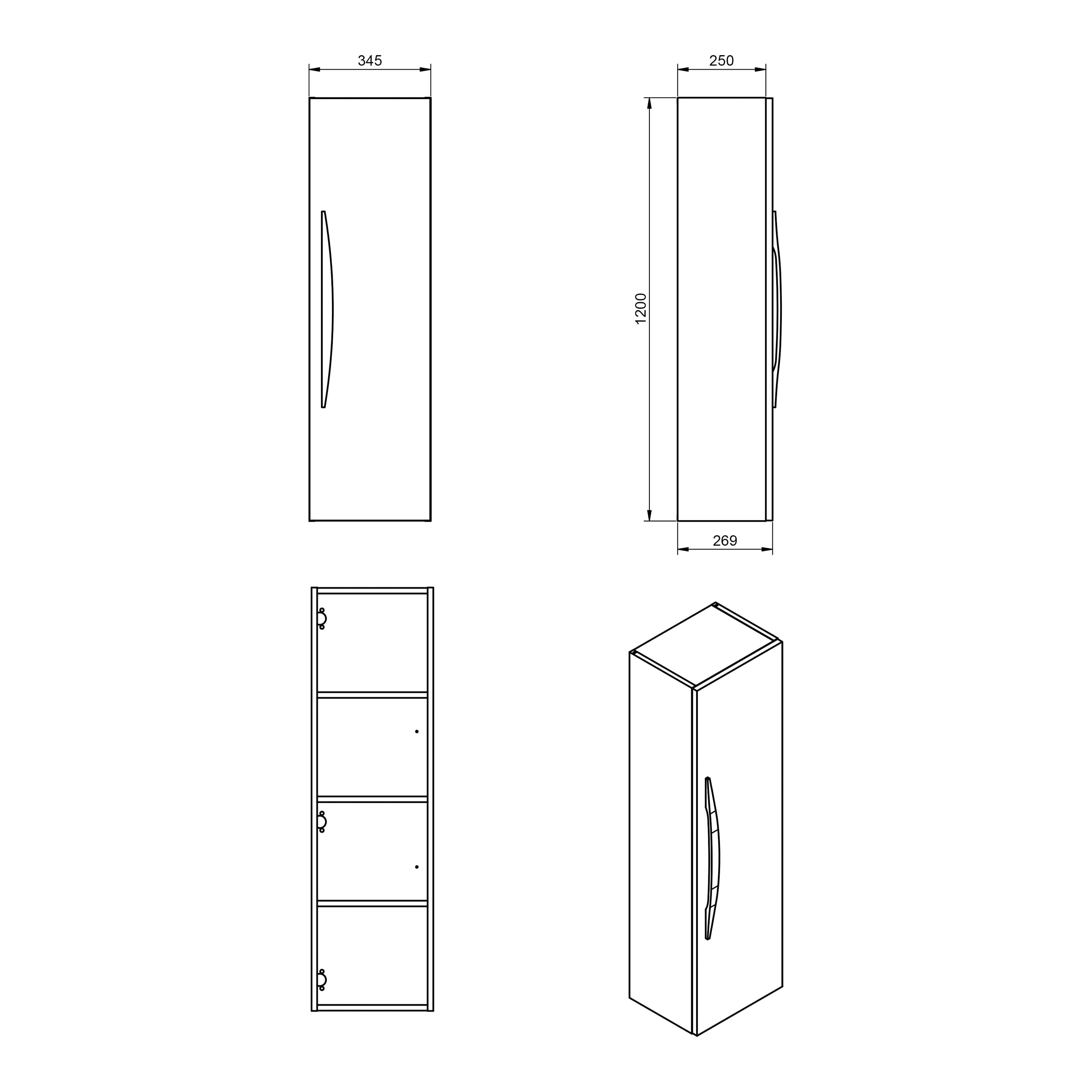Colonna per mobile bagno Arco VISOBATH 1 anta P 27 x L 34.5 x H 120 cm grigio cenere truciolare - 4