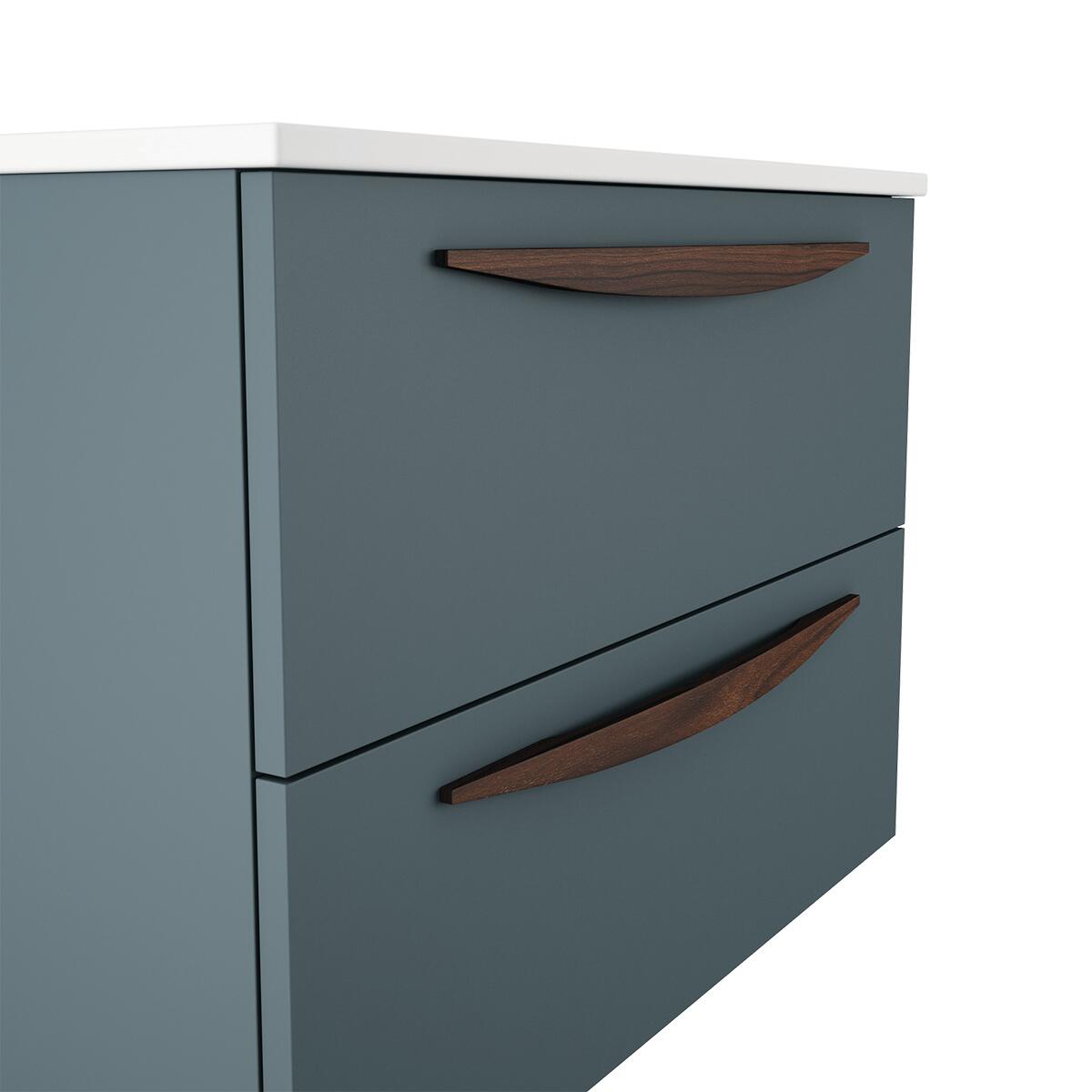 Mobile da bagno sospeso sotto lavabo L 99.5 x H 55 x P 45 cm blu atollo laccato opaco, 2 cassetti VISOBATH Arco - 4