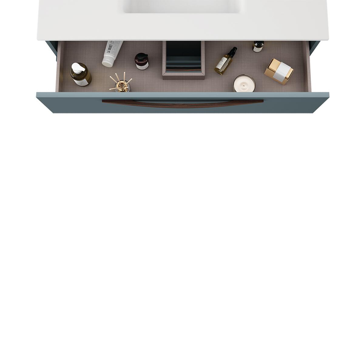 Mobile da bagno sospeso sotto lavabo L 99.5 x H 55 x P 45 cm blu atollo laccato opaco, 2 cassetti VISOBATH Arco - 3