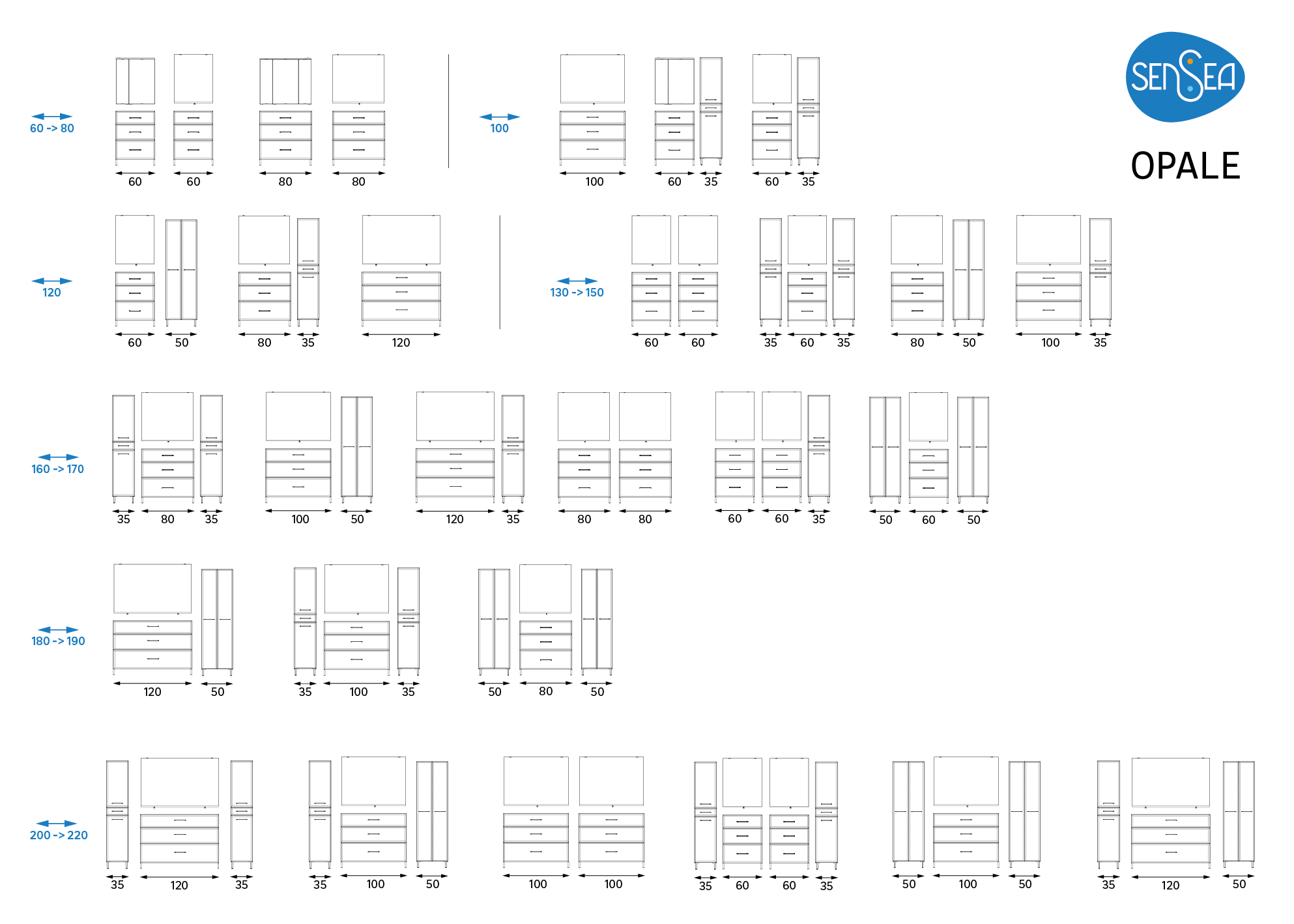 Armoire led 3p de toilette lumineuse l. 80 cm l. 80 cm H. 70 cm P. 15 cm, blanc  - 9