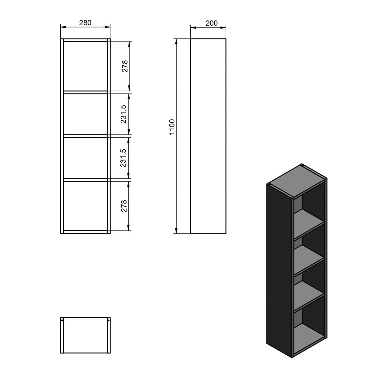 Colonna per mobile bagno Element VISOBATH P 20 x L 30 x H 110 cm bianco - 5