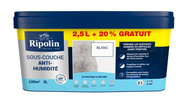 Sous-couche anti-humidité blanc mat 3L - RIPOLIN