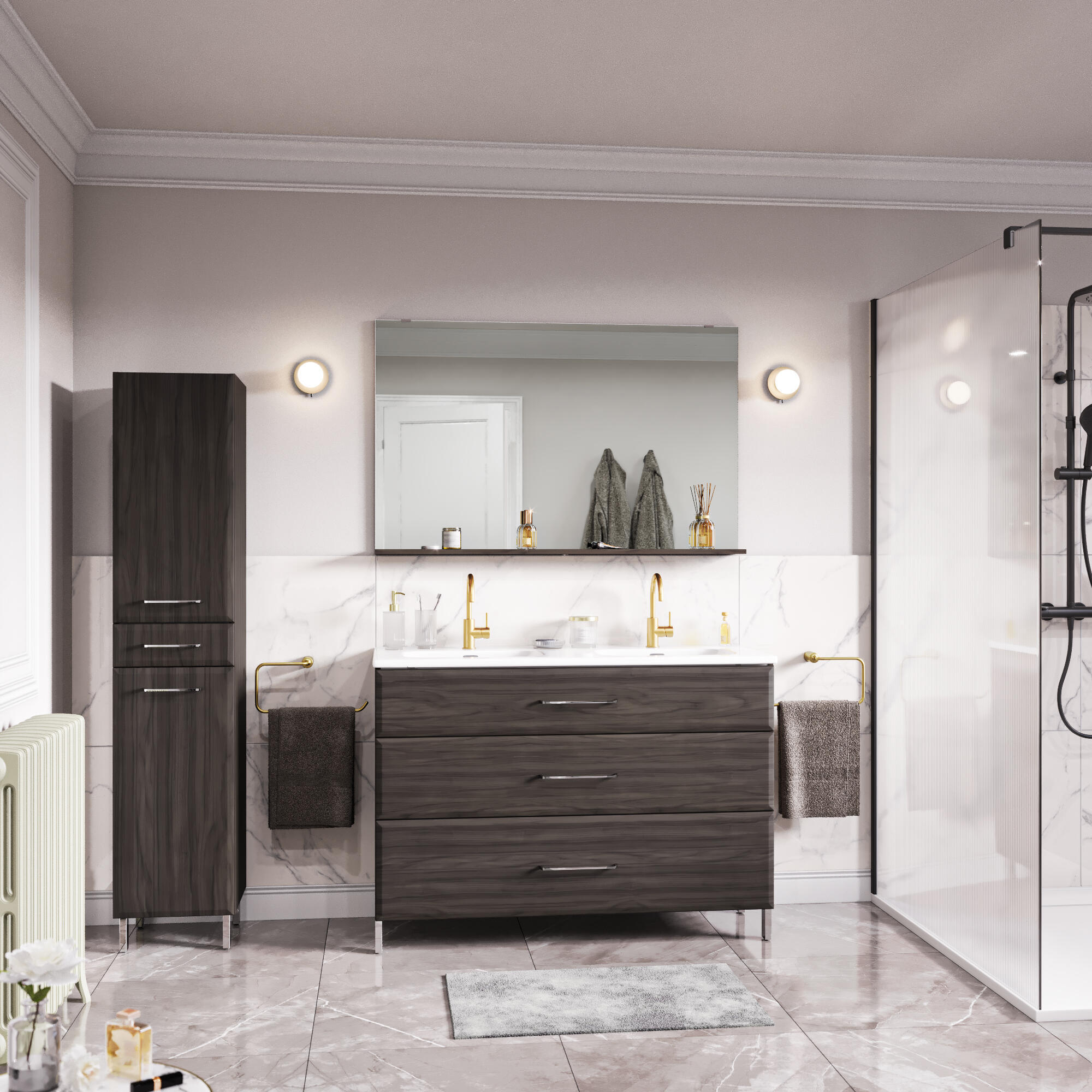 Mueble de baño con lavabo opale2 roble 120x45 cm