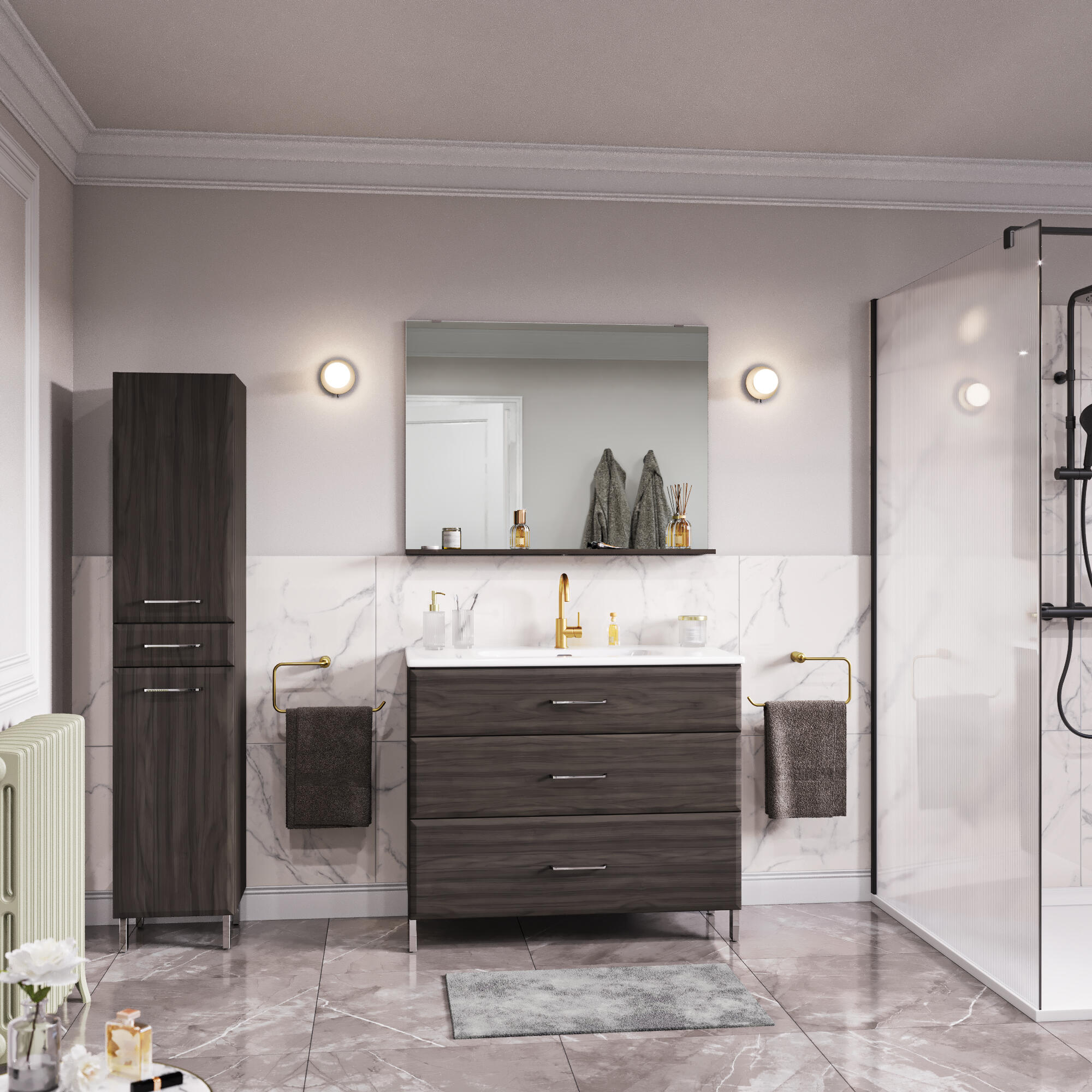 Mueble de baño con lavabo opale2 roble 100x45 cm