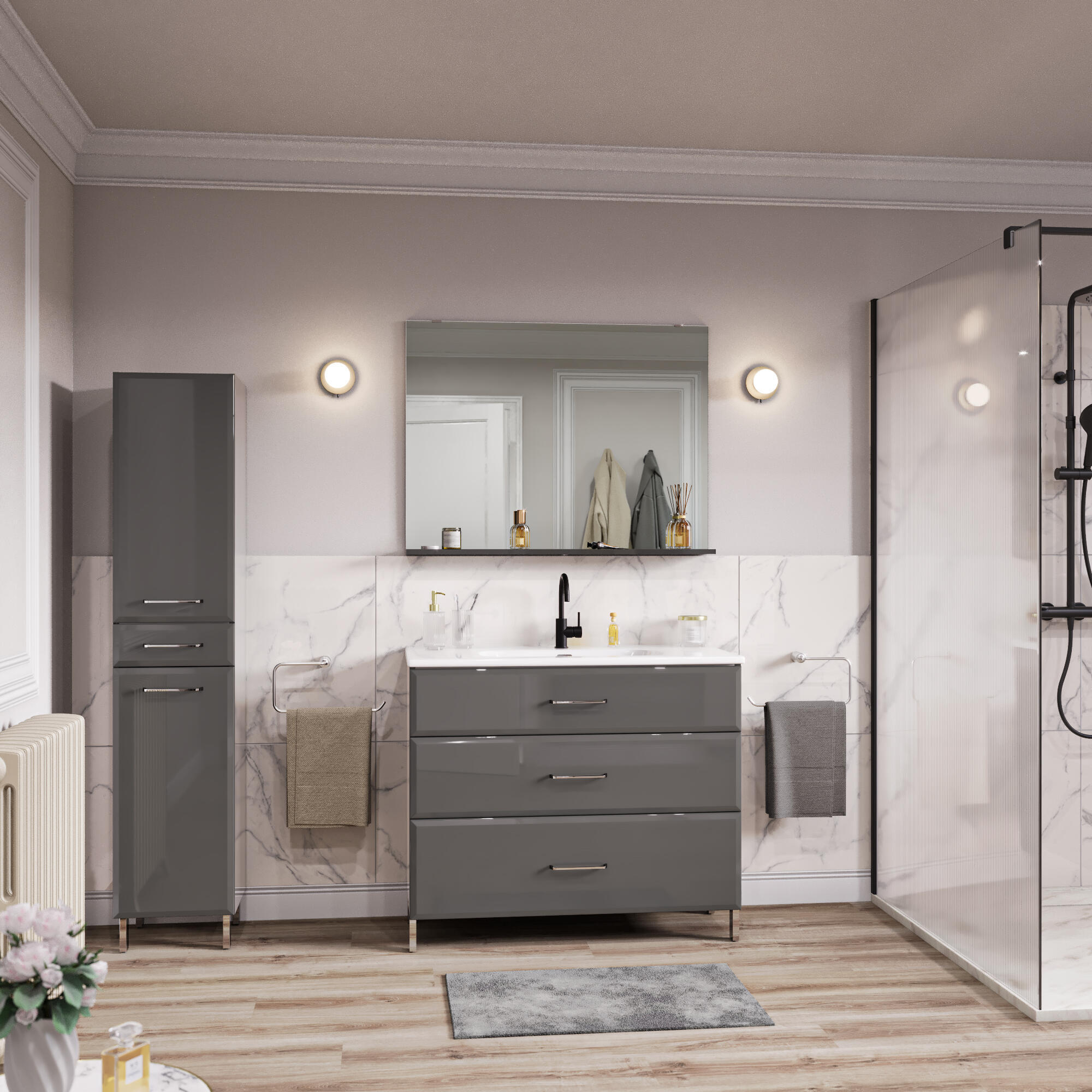 Mueble de baño opale2 gris 99.5x45.2 cm (lavabo no incluido)