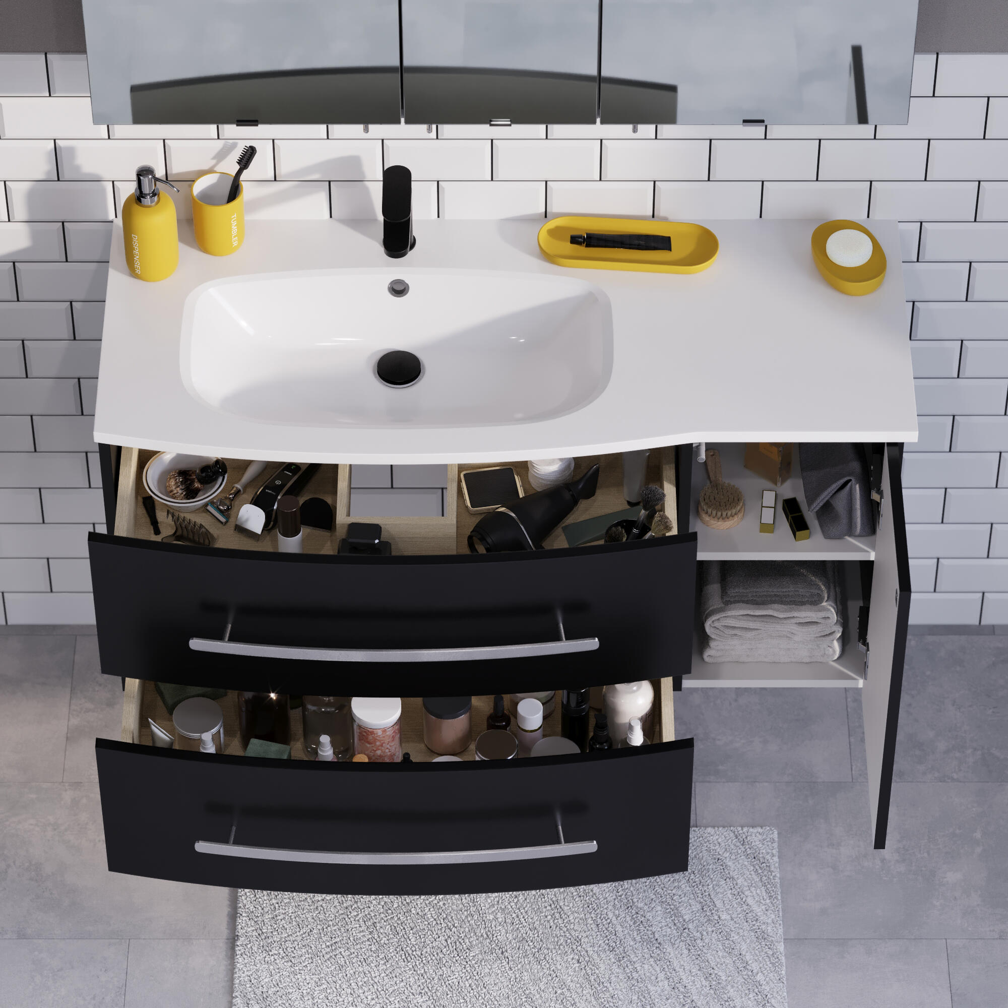 Mitigeur lavabo noir brossé M, Icone SENSEA - 6